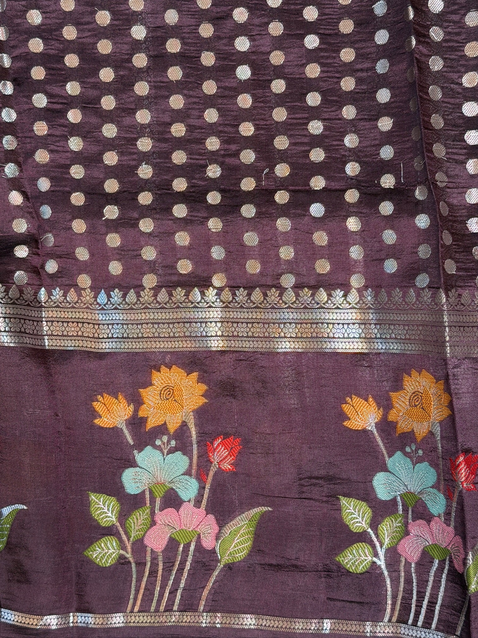 Wine 100% Pure Soft Katan Silk Saree