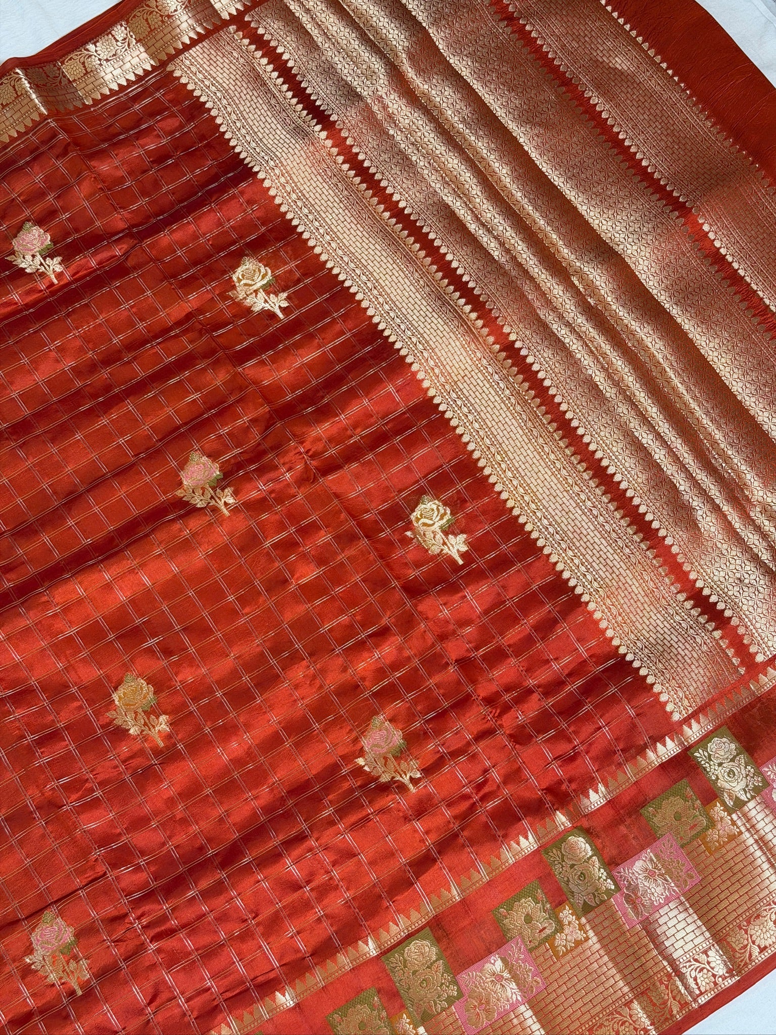Rust Orange 100% Pure Soft Katan Silk Saree