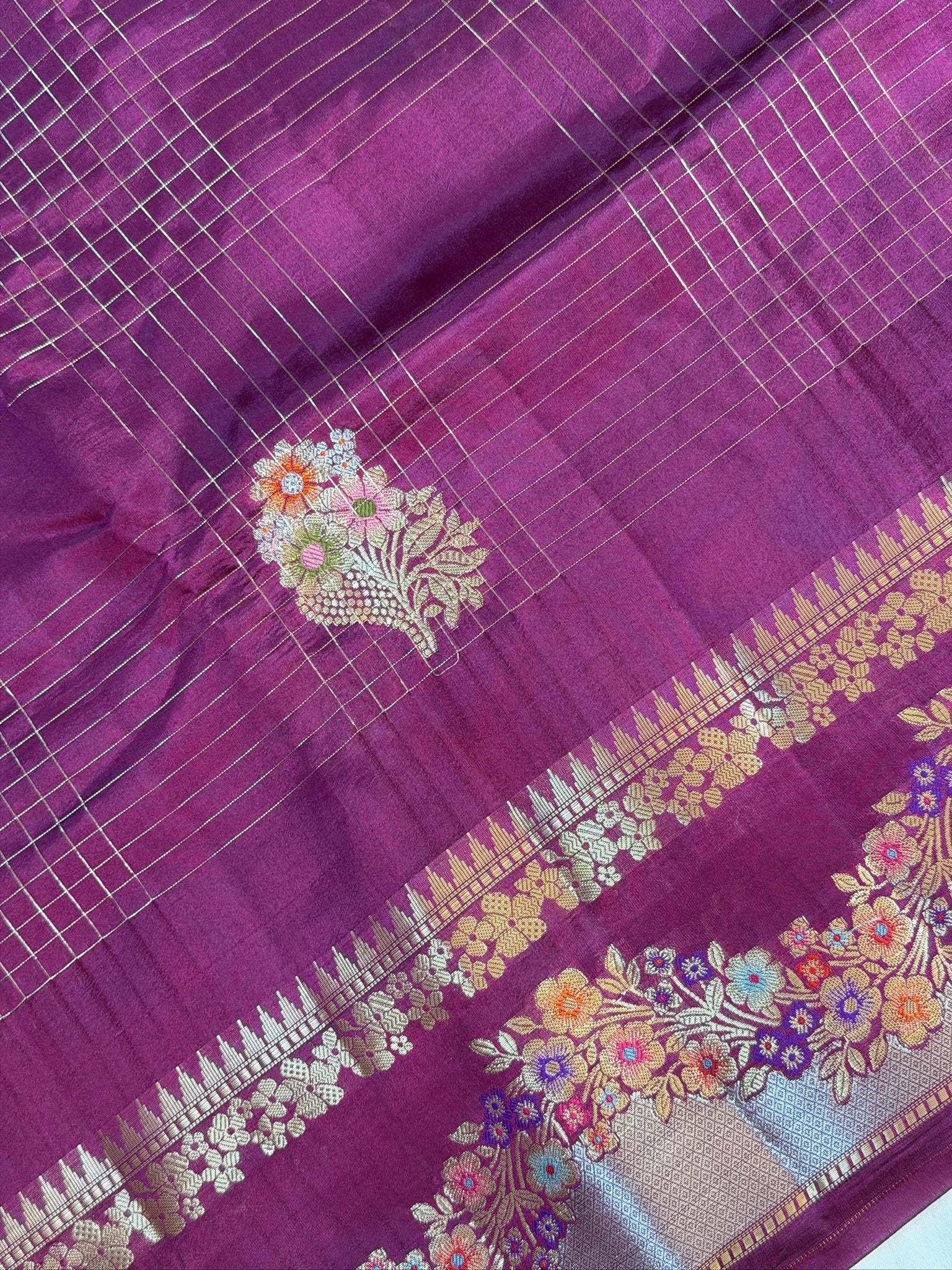 Magenta 100% Pure Soft Katan Silk Saree