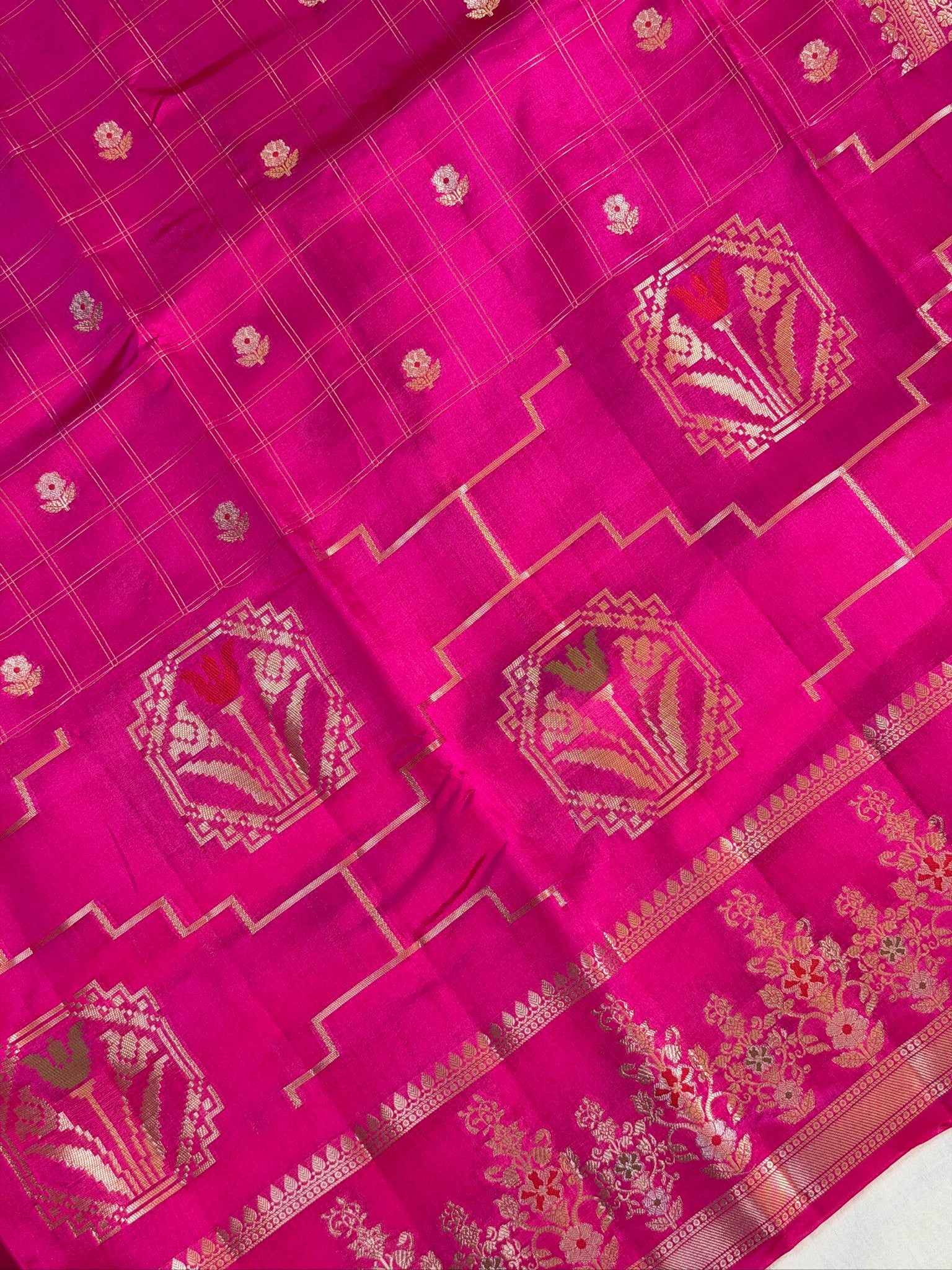 Rani Pink 100% Pure Soft Katan Silk Saree