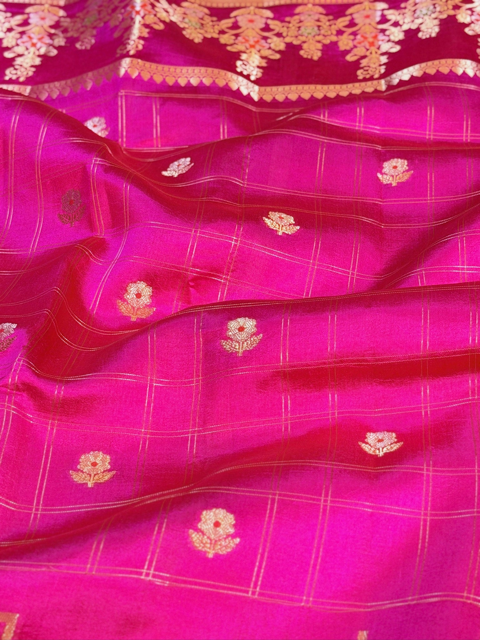 Rani Pink 100% Pure Soft Katan Silk Saree