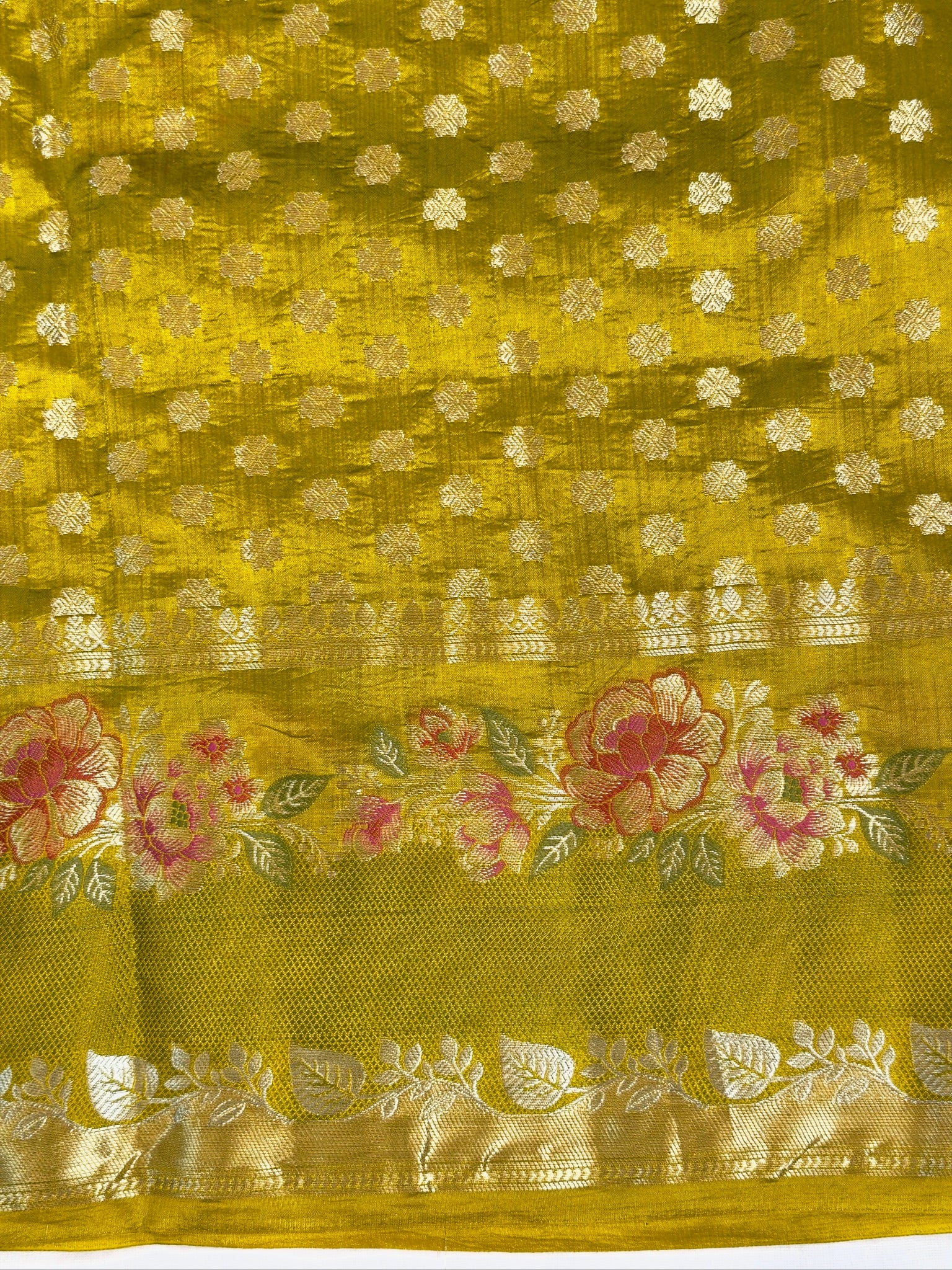 Golden Mustard Yellow 100% Pure Soft Katan Silk Saree