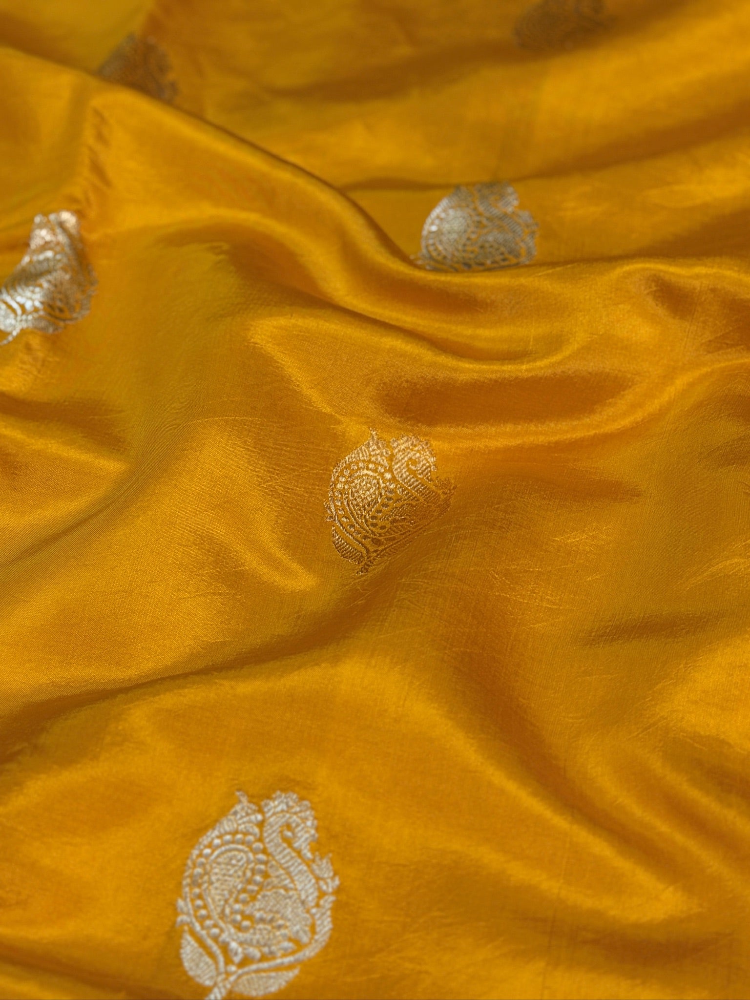 Yellow 100% Pure Soft Katan Silk Handwoven Saree