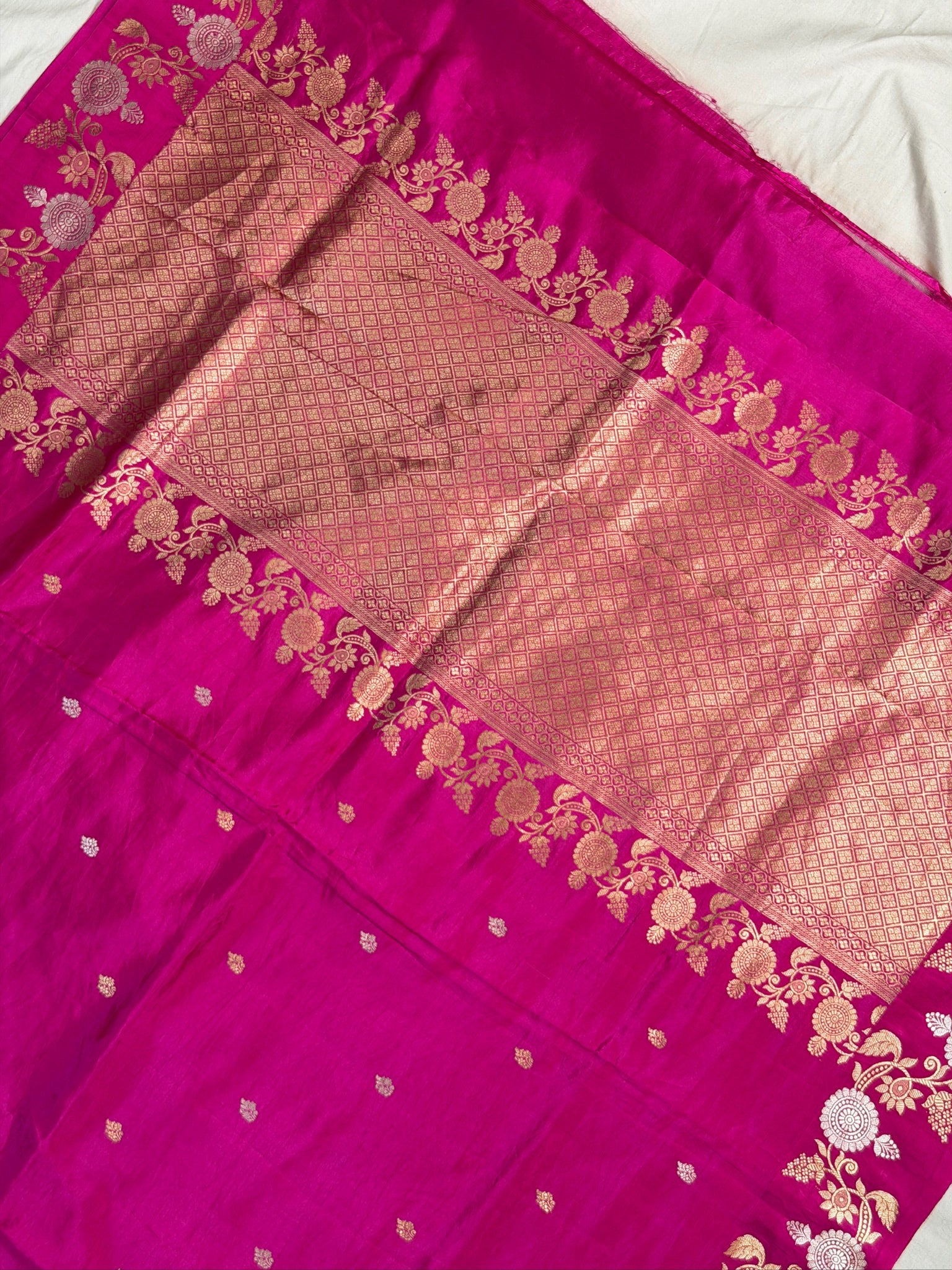 Rani Pink 100% Pure Soft Katan Silk Handwoven Saree