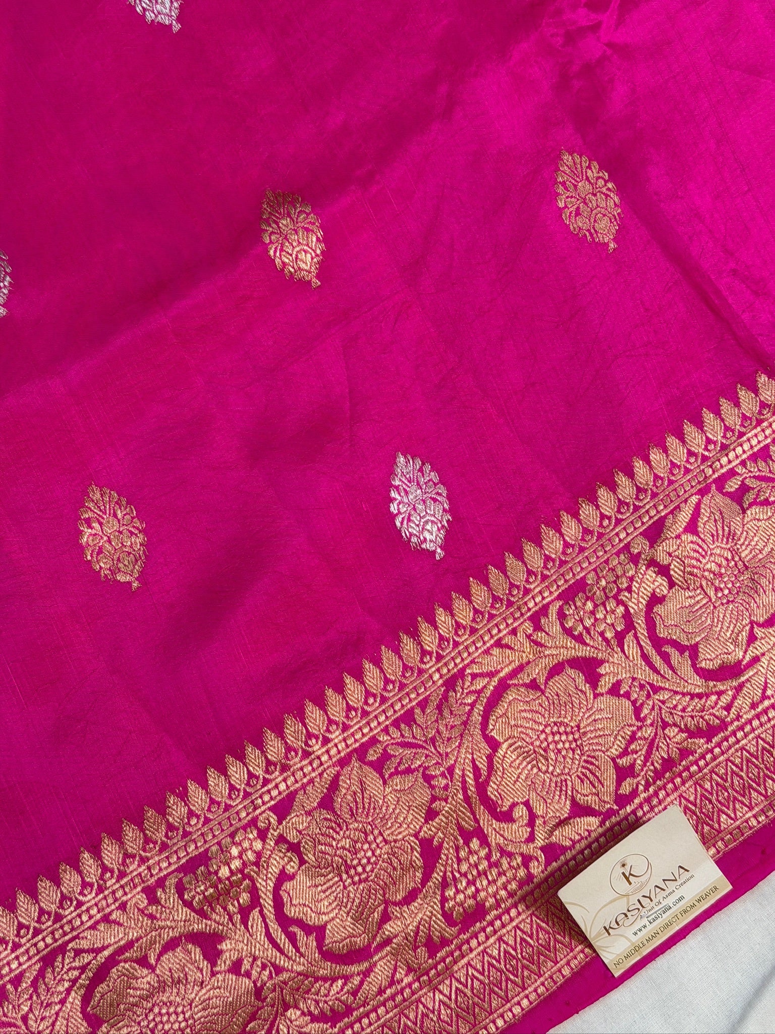 Rani Pink 100% Pure Soft Katan Silk Handwoven Saree