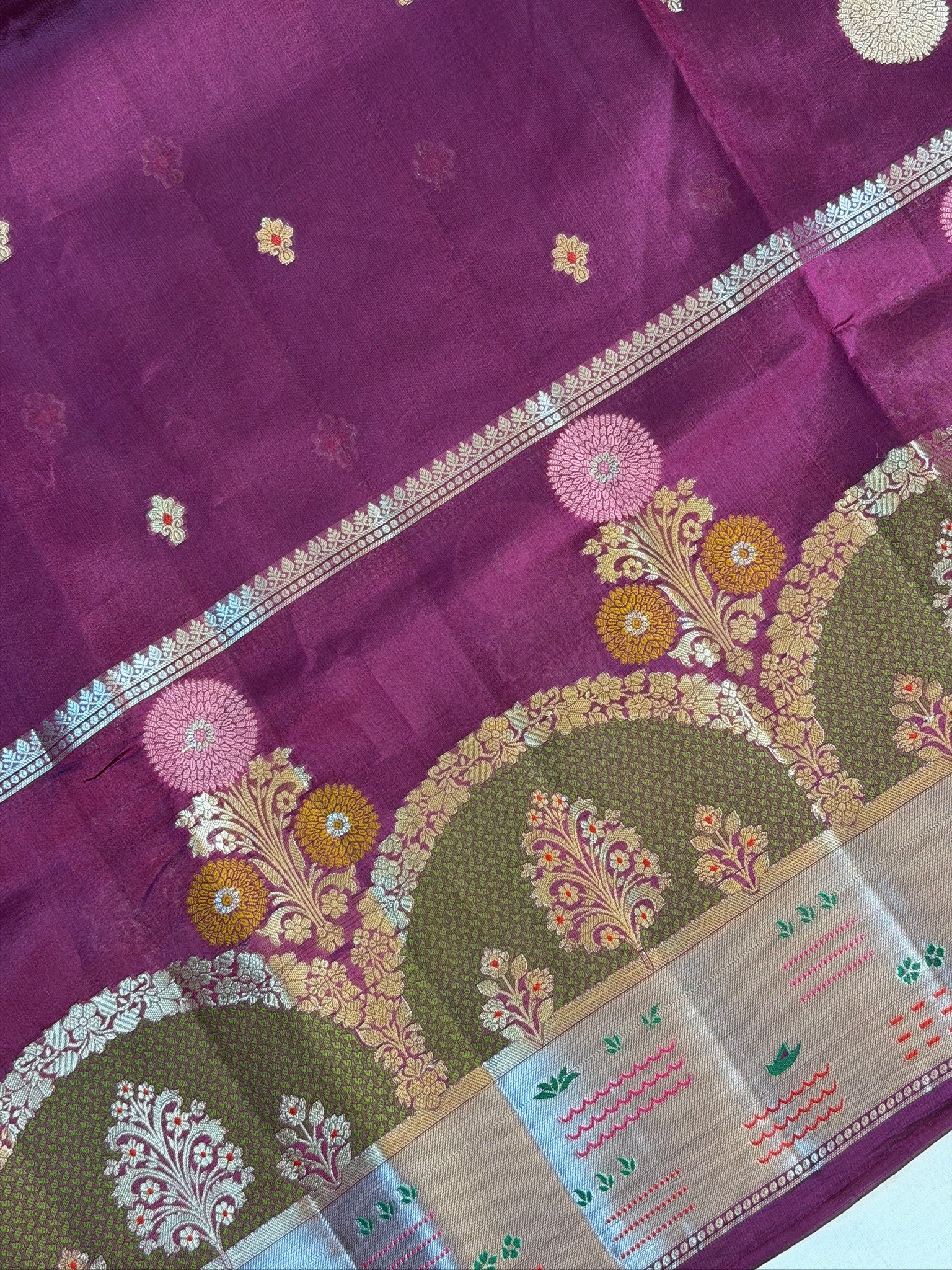 Magenta 100% Pure Soft Katan Silk Saree