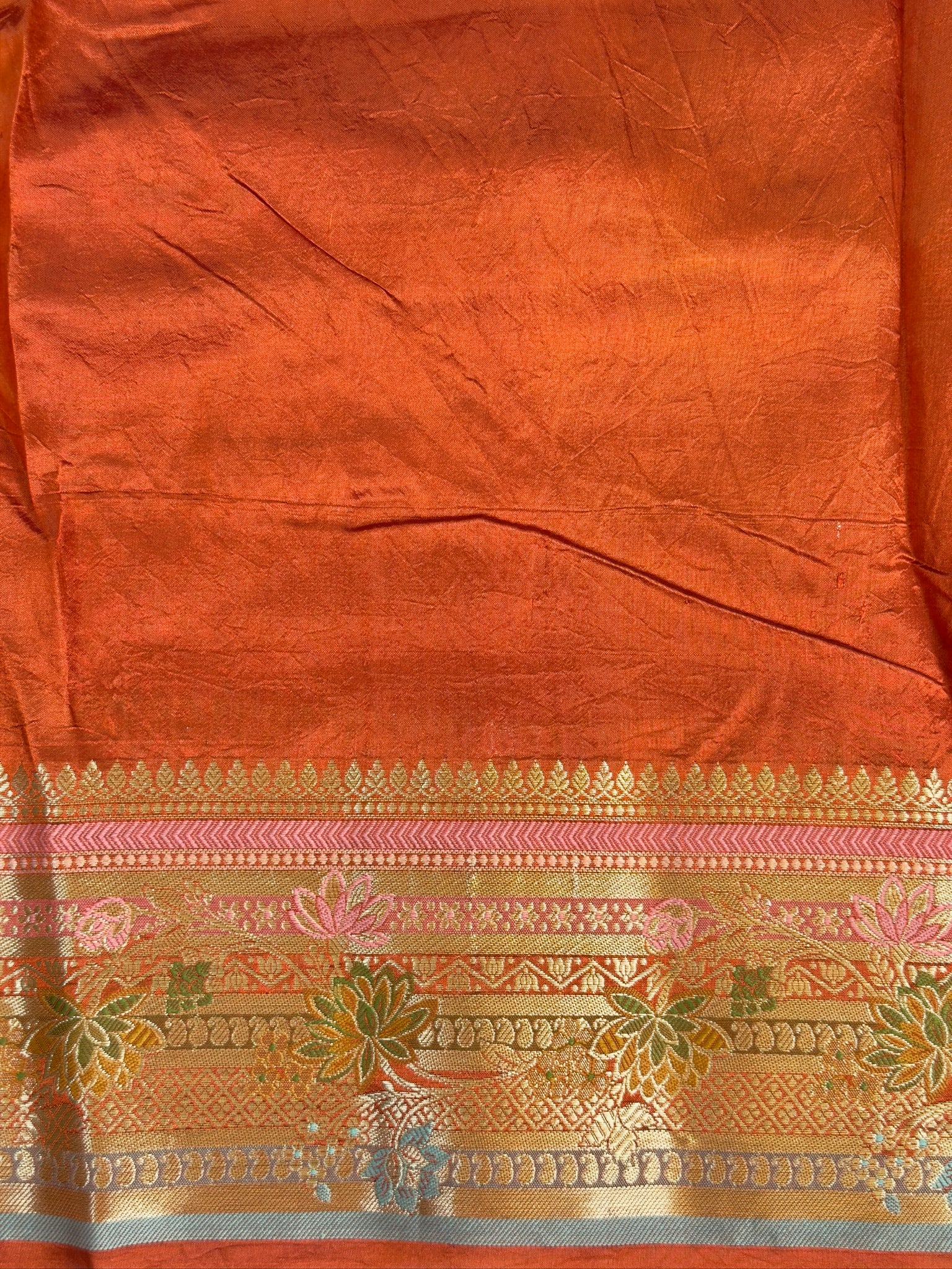 Rust Orange 100% Pure Soft Katan Silk Saree