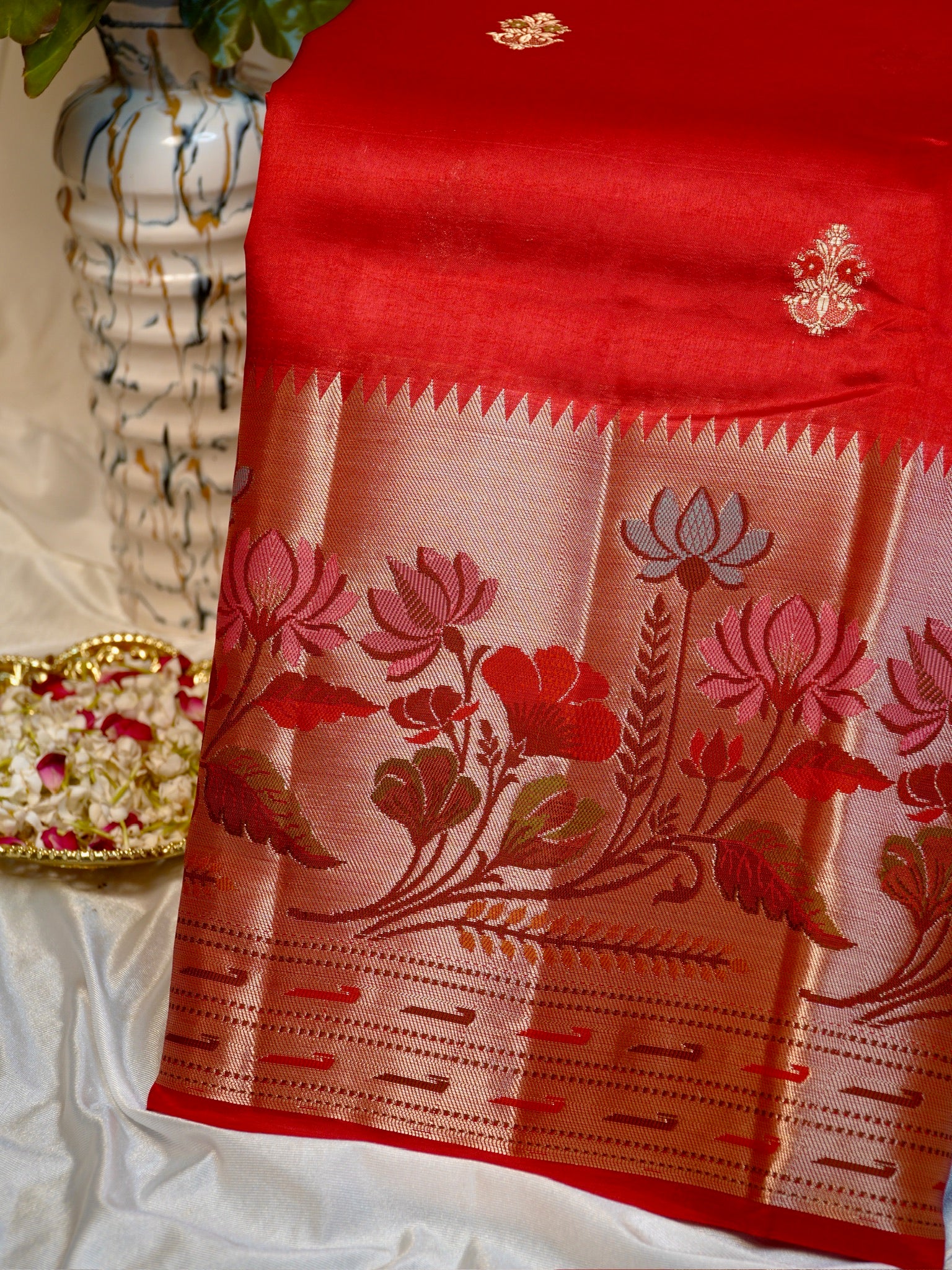 Red 100% Pure Soft Katan Silk Saree