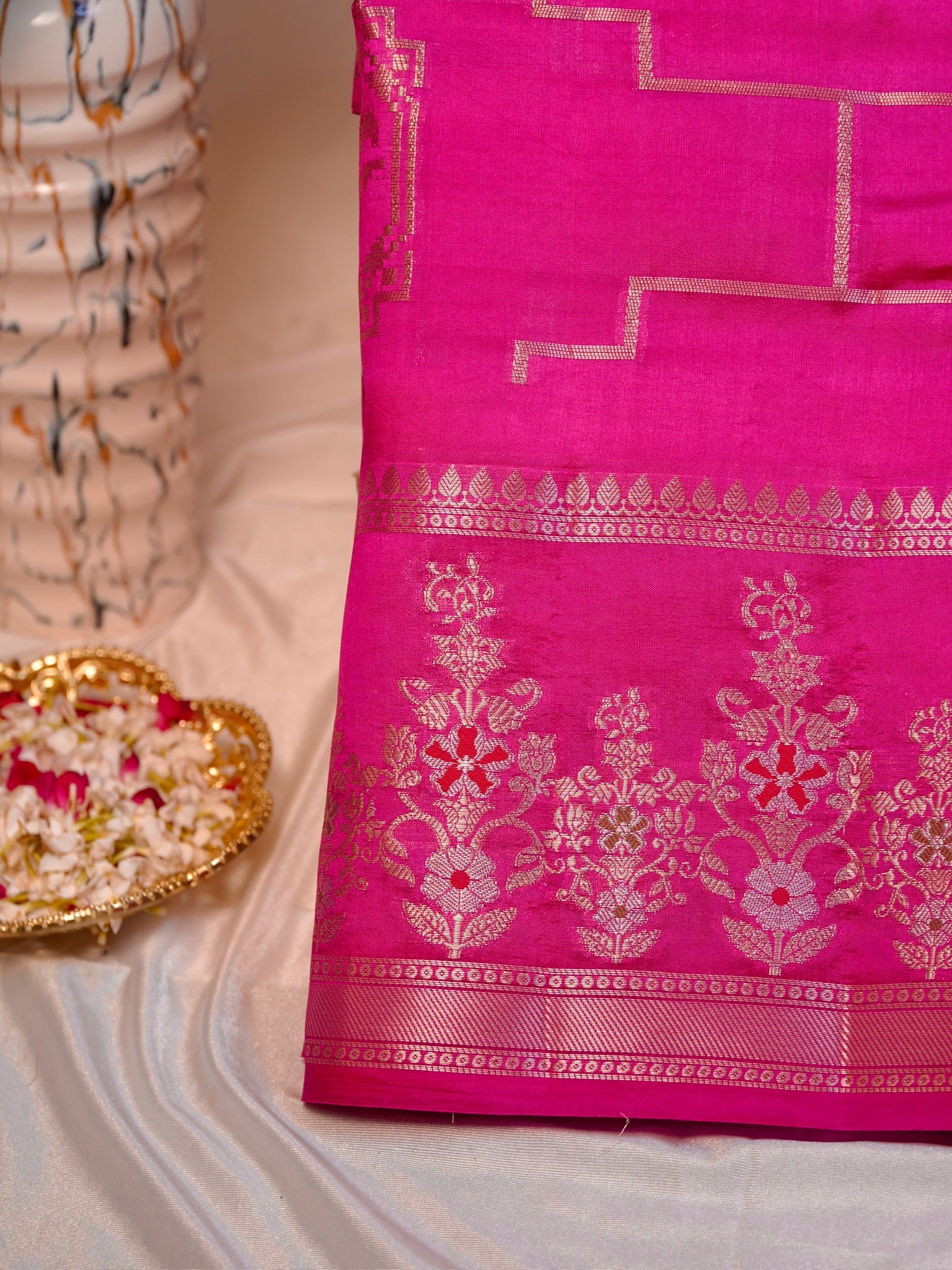 Rani Pink 100% Pure Soft Katan Silk Saree