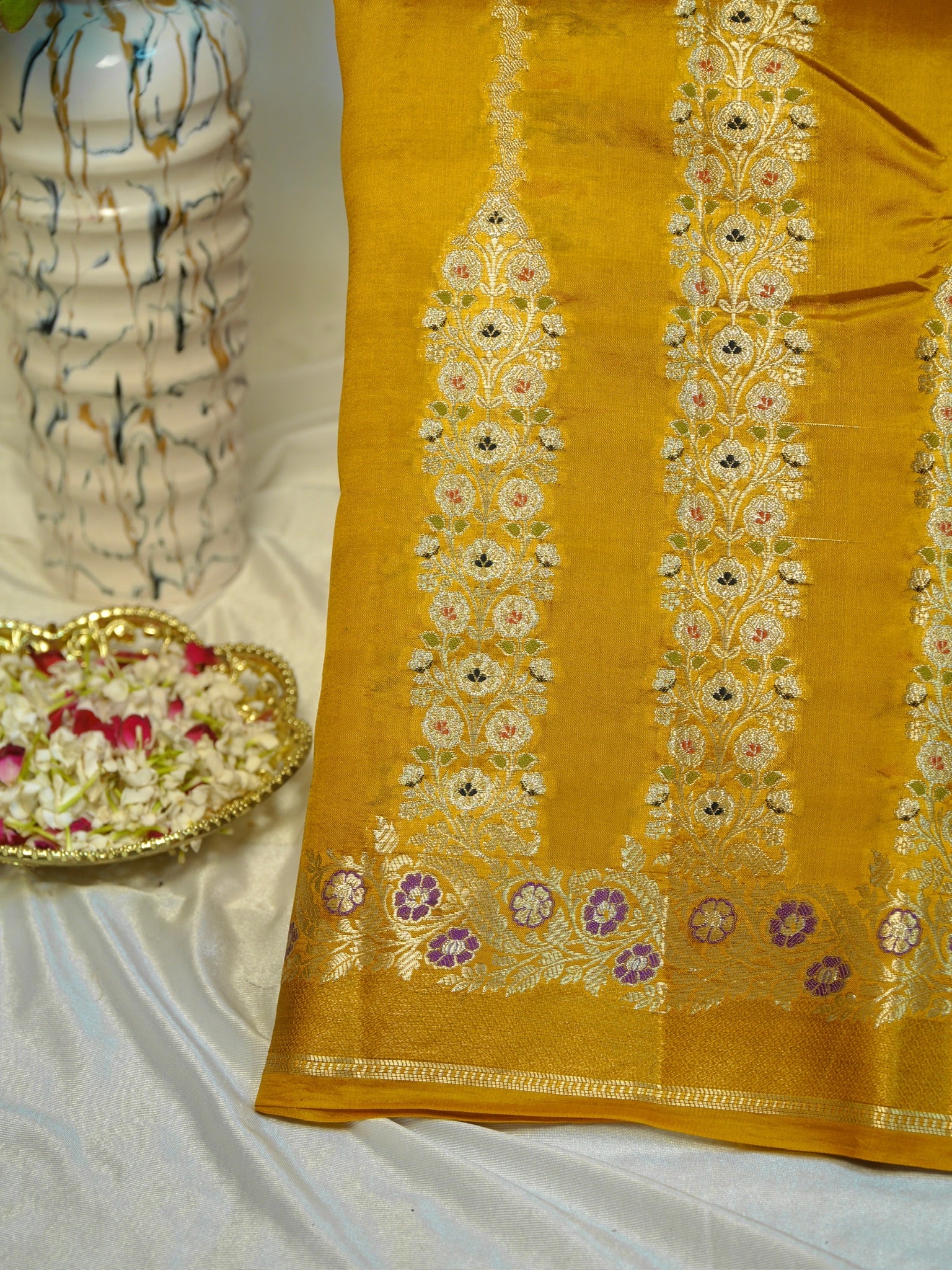 Mustard Yellow 100% Pure Soft Katan Silk Saree