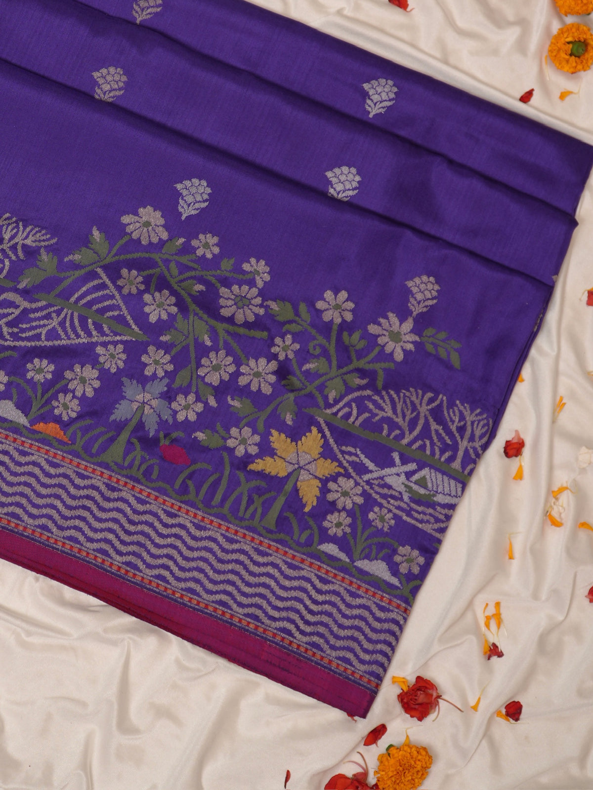 Purple Pure Ektara Silk Border Banarasi handwoven Saree