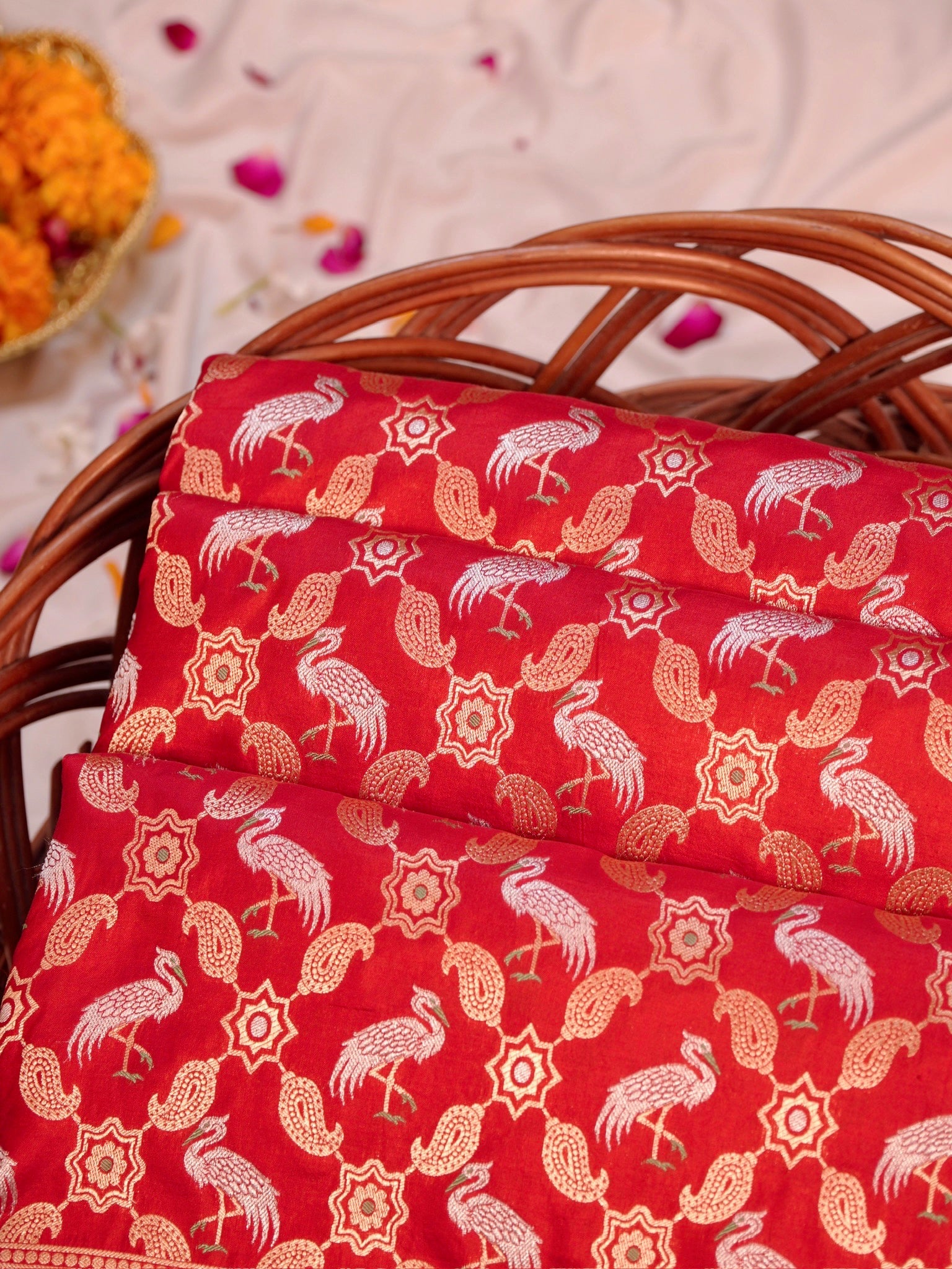 Red Pure Katan Silk Saree |Sona Rupa Pattu Style