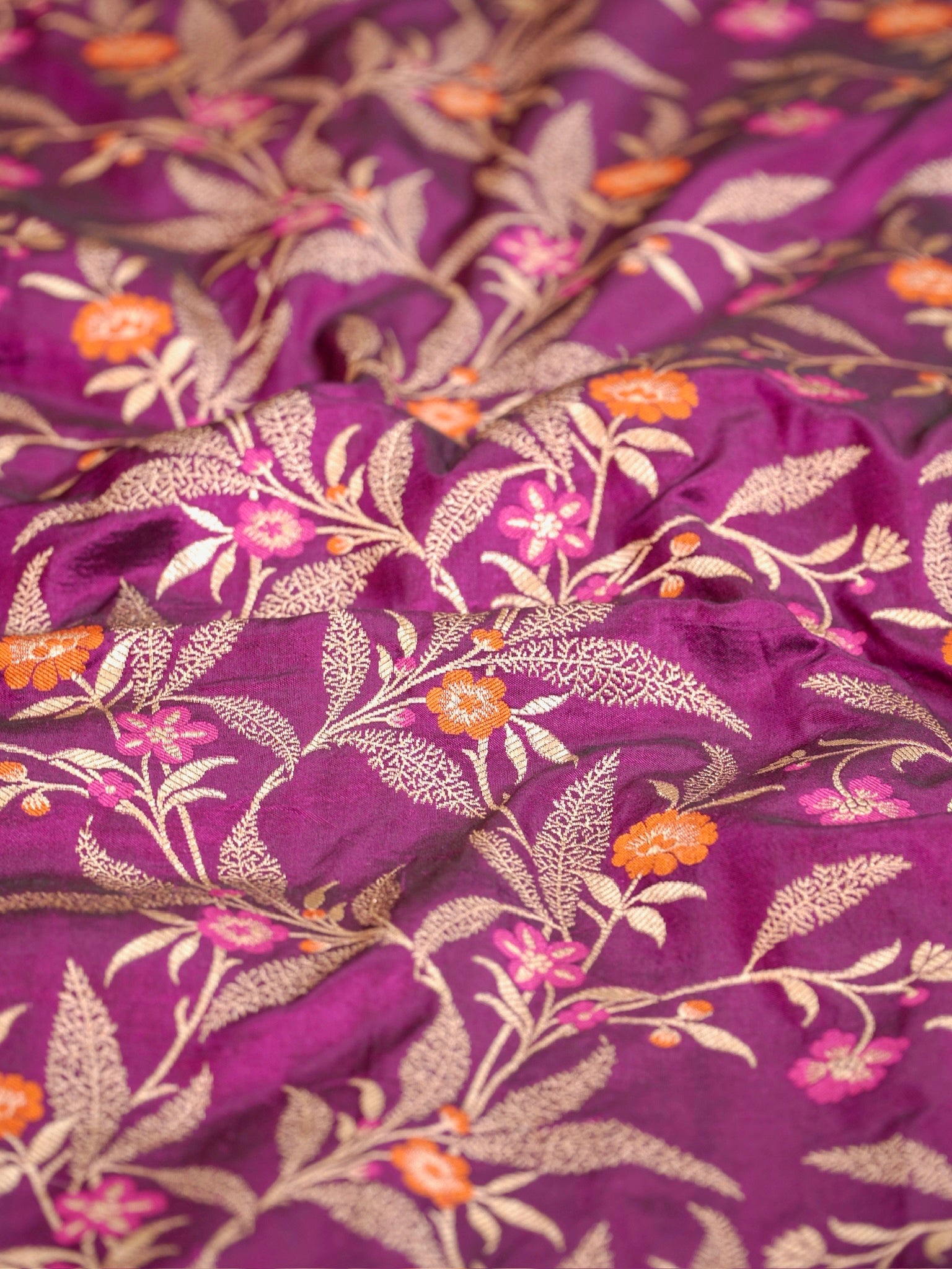 Magenta Pure Katan Silk Saree |Minakaari Pattu Style