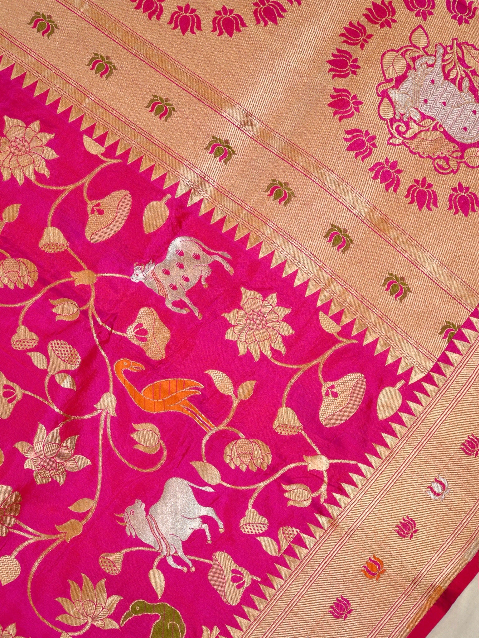 Pink Pure Katan Silk Saree |Minakaari Pattu Style