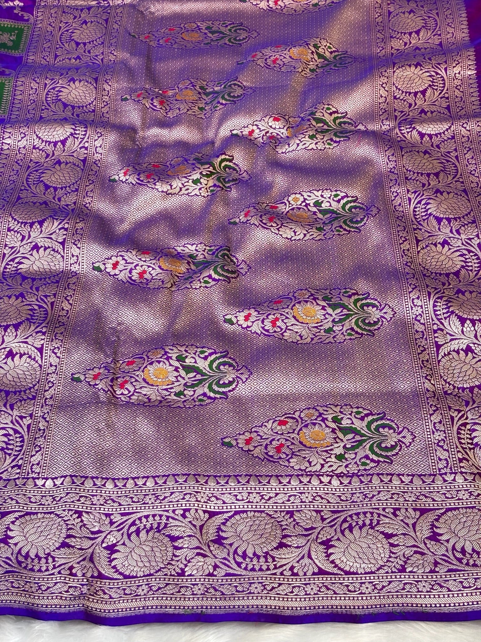 Purple Banarasi Rangkaat Pure Silk Saree