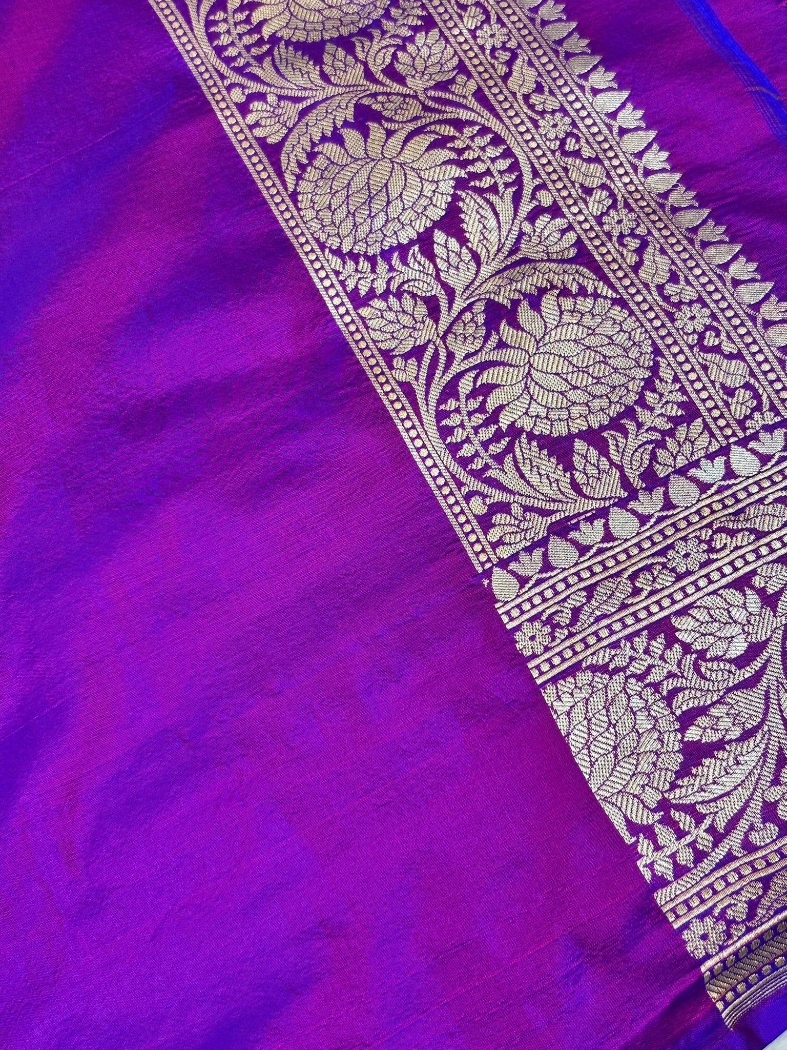 Purple Banarasi Rangkaat Pure Silk Saree