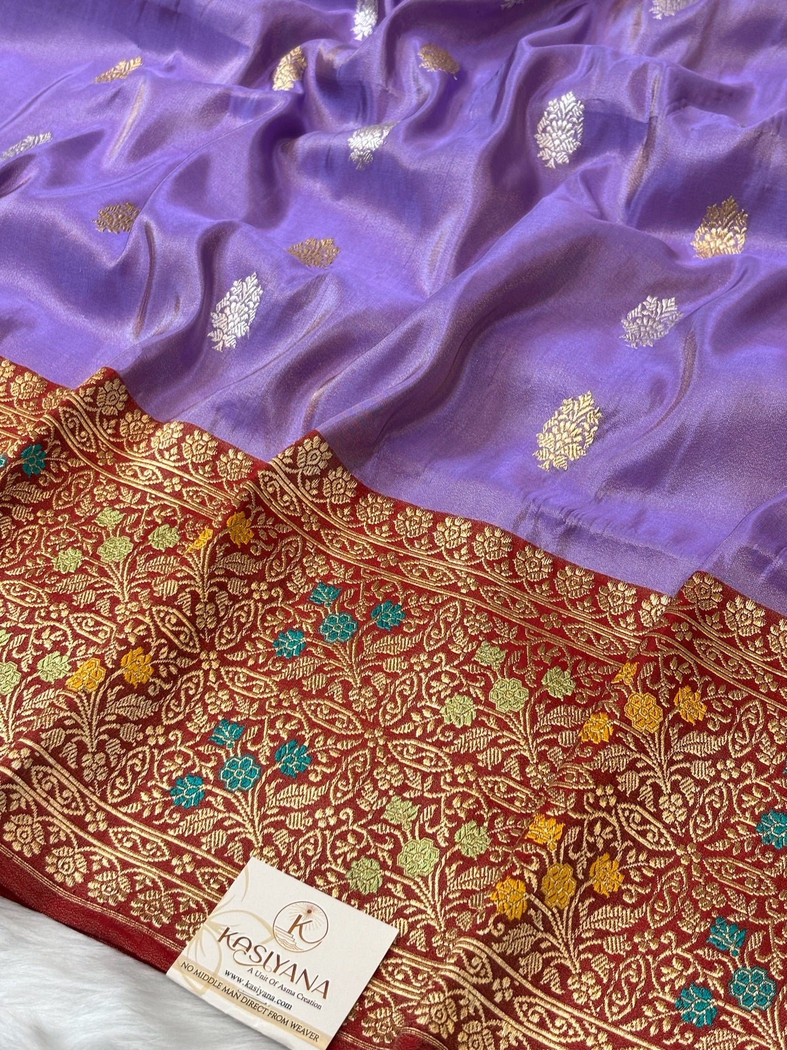 Lavender Handwoven Pure Banarasi Tissue Silk Saree