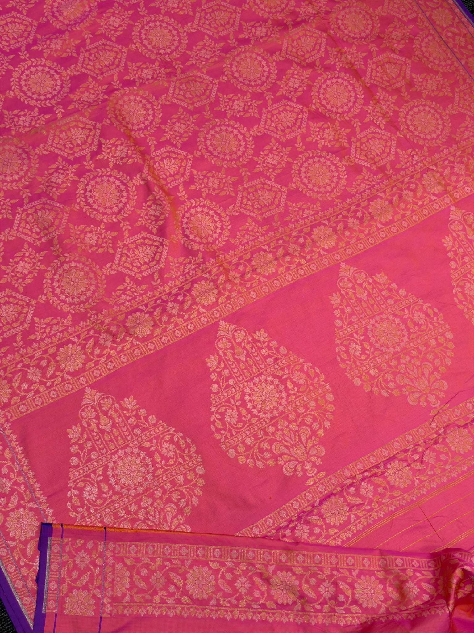 Pure Ektara Silk Jamdani Saree | Elegant Pinkish Orange Design