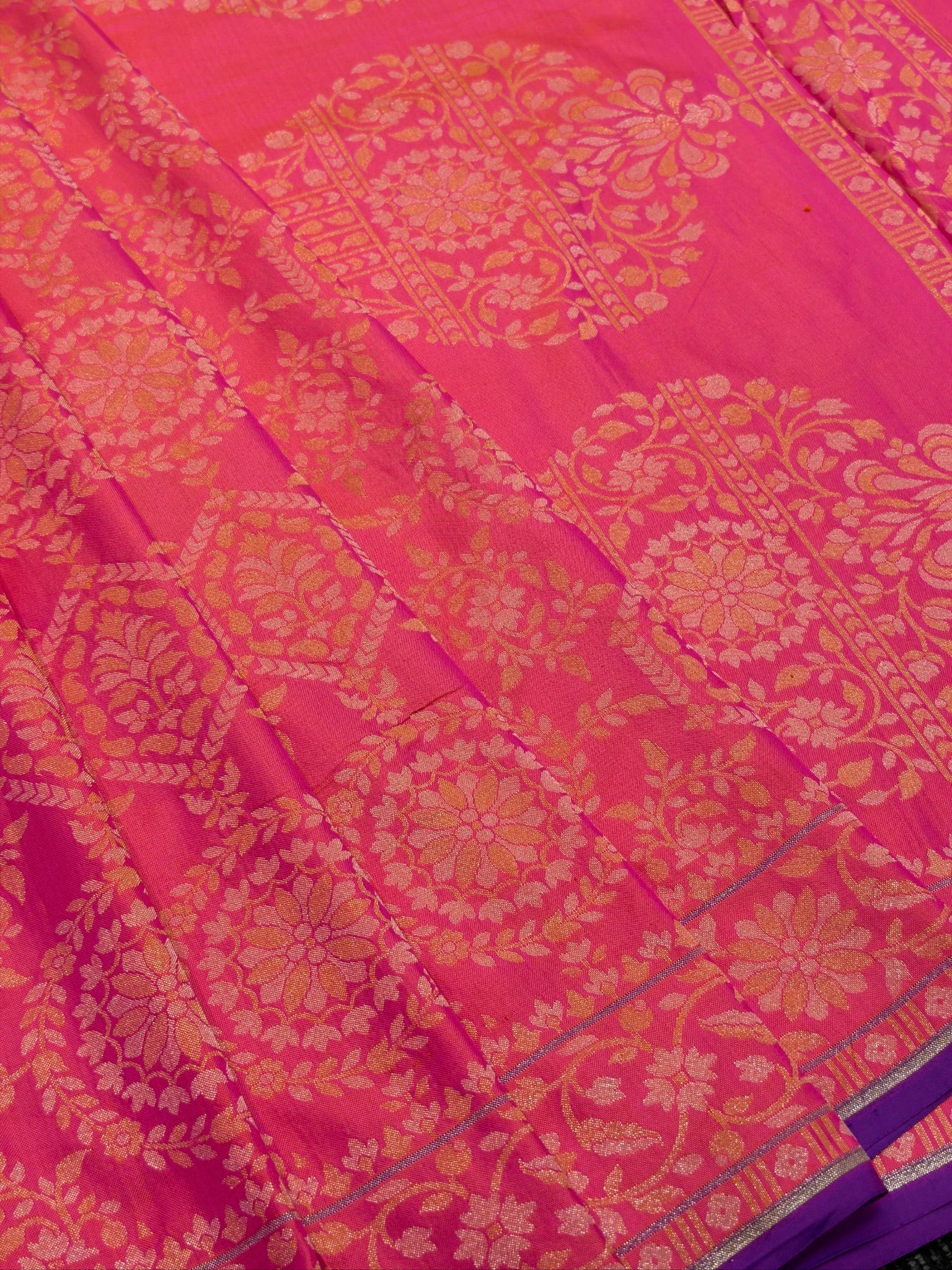 Pure Ektara Silk Jamdani Saree | Elegant Pinkish Orange Design