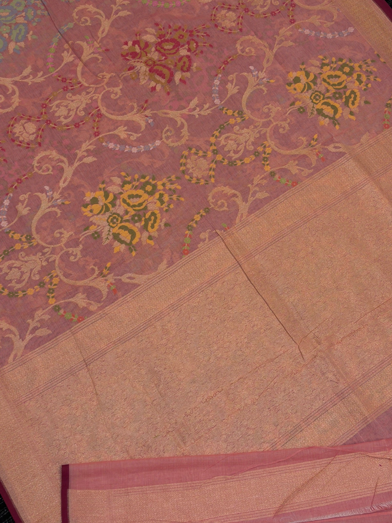 Pure Cotton Jamdani Saree | Elegant Blush Pink Design