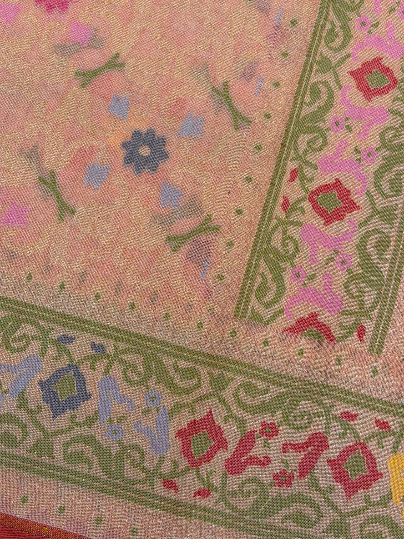 Pure Cotton Jamdani Saree | Elegant Peach Pink Design