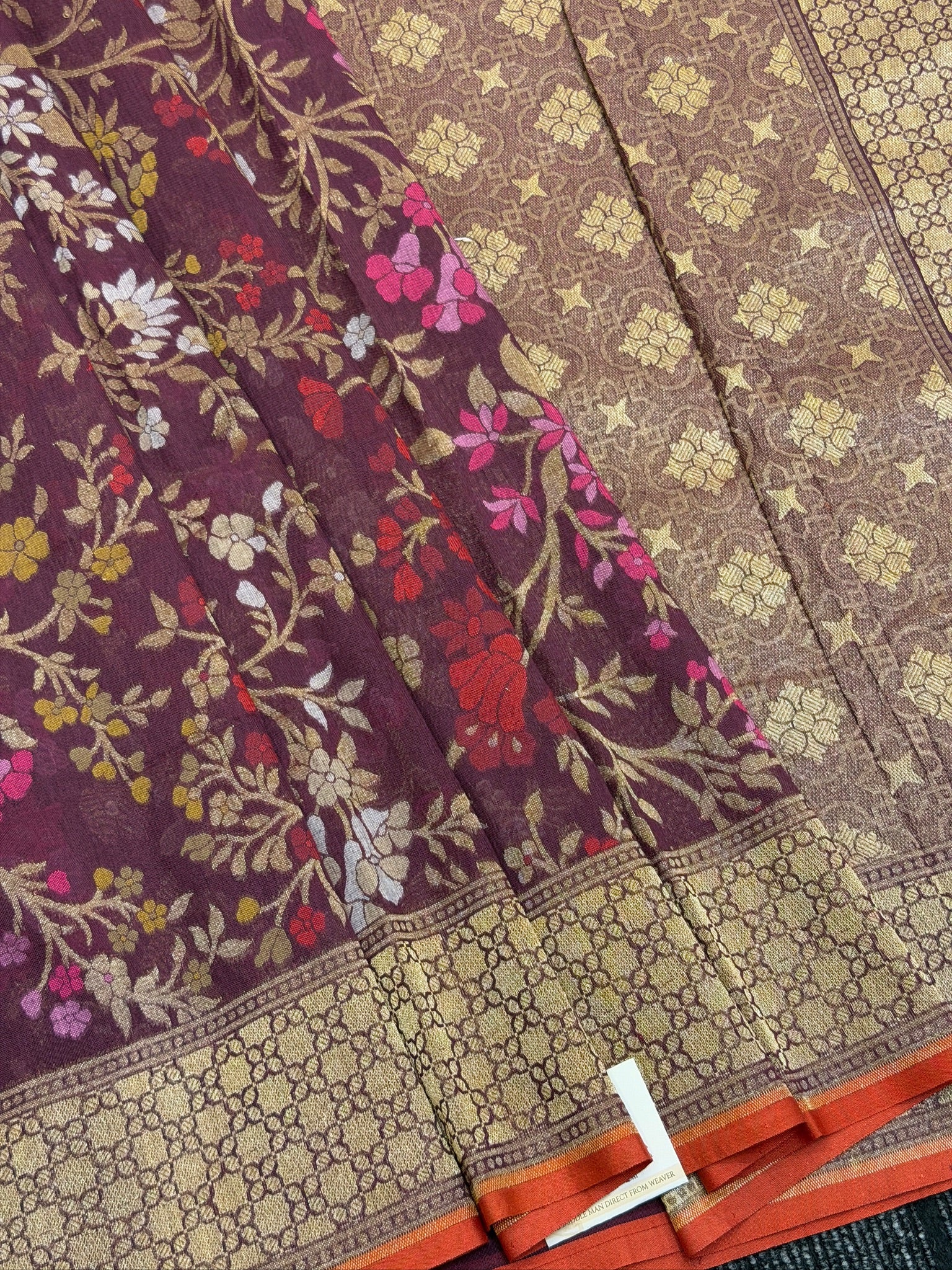 Pure Cotton Jamdani Saree | Elegant Coffee Brown Design
