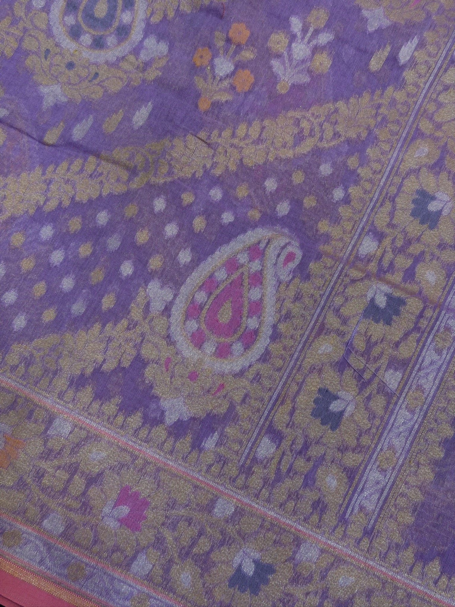 Pure Cotton Jamdani Saree | Elegant Lavender Design