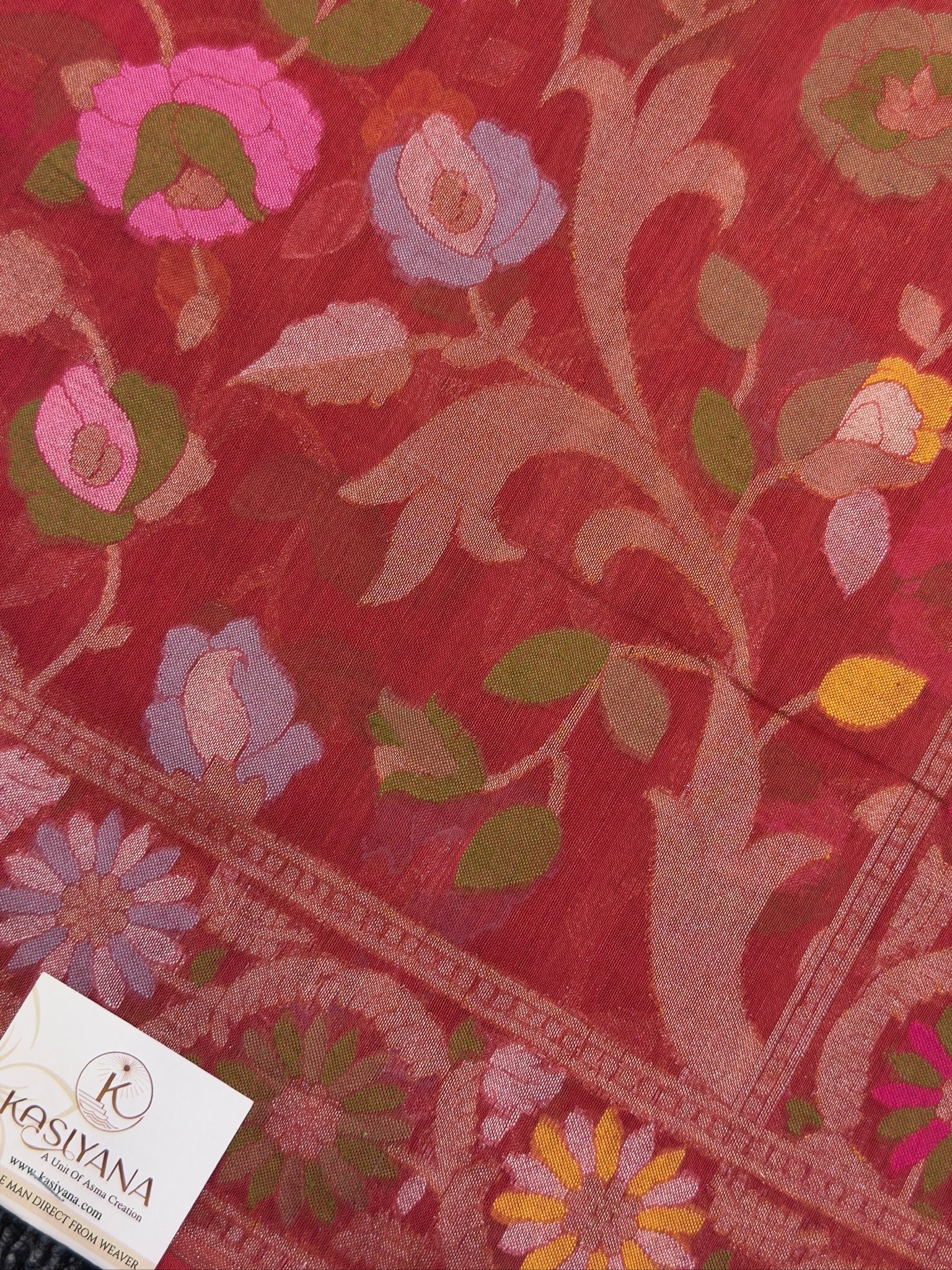 Pure Cotton Jamdani Saree | Elegant Red Design