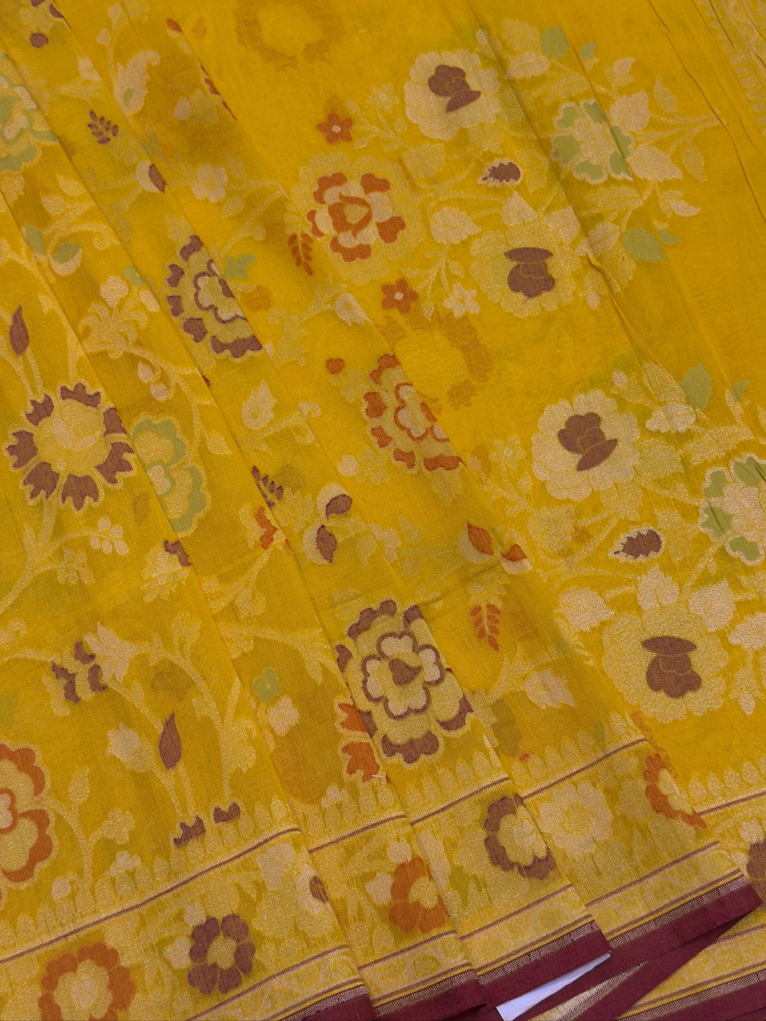 Pure Cotton Jamdani Saree | Elegant Yellow Design