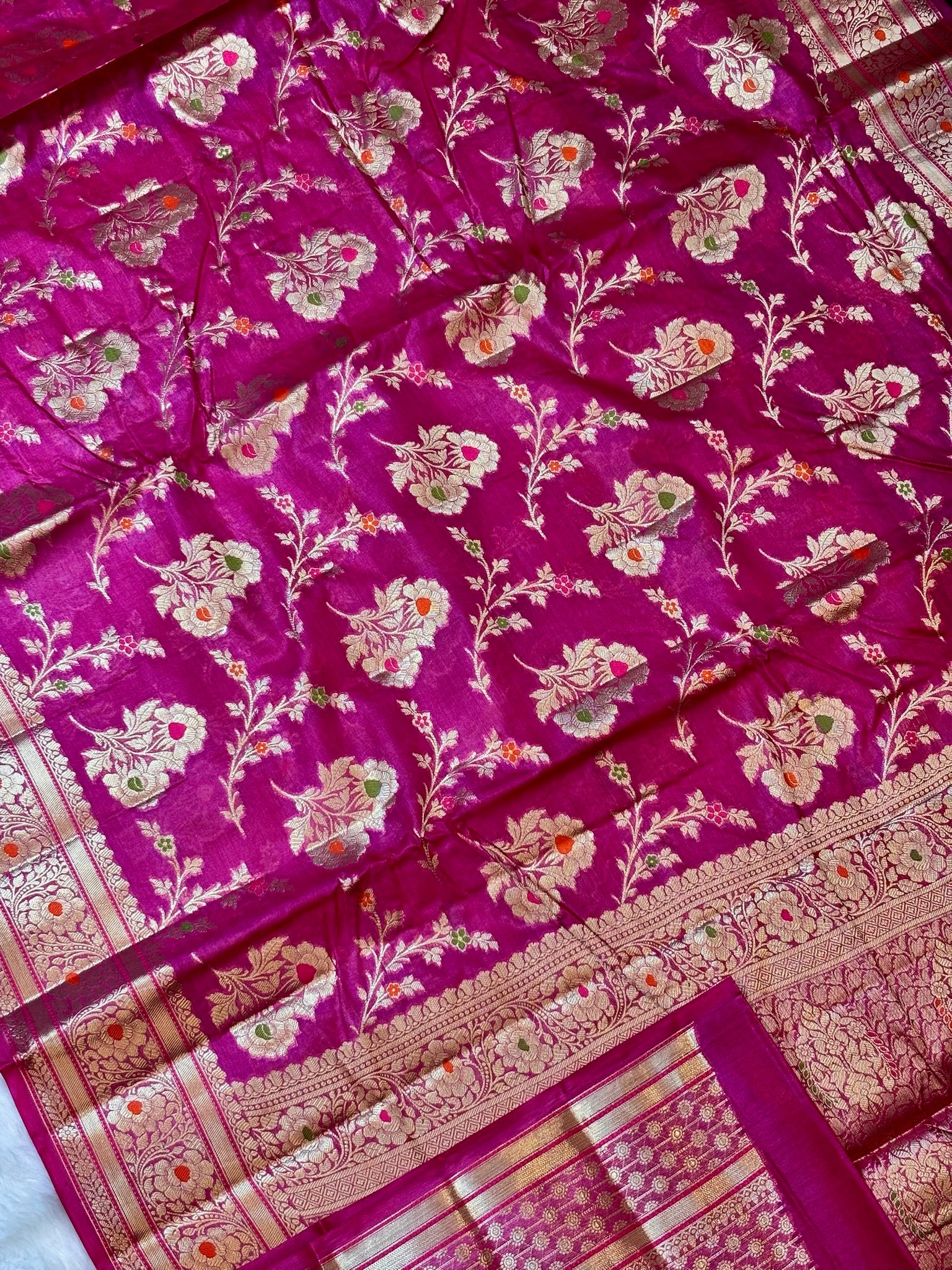 Blush Pink Pure Chiniya Silk Saree with Zari Weave Border | Elegant Festive & Wedding Wear