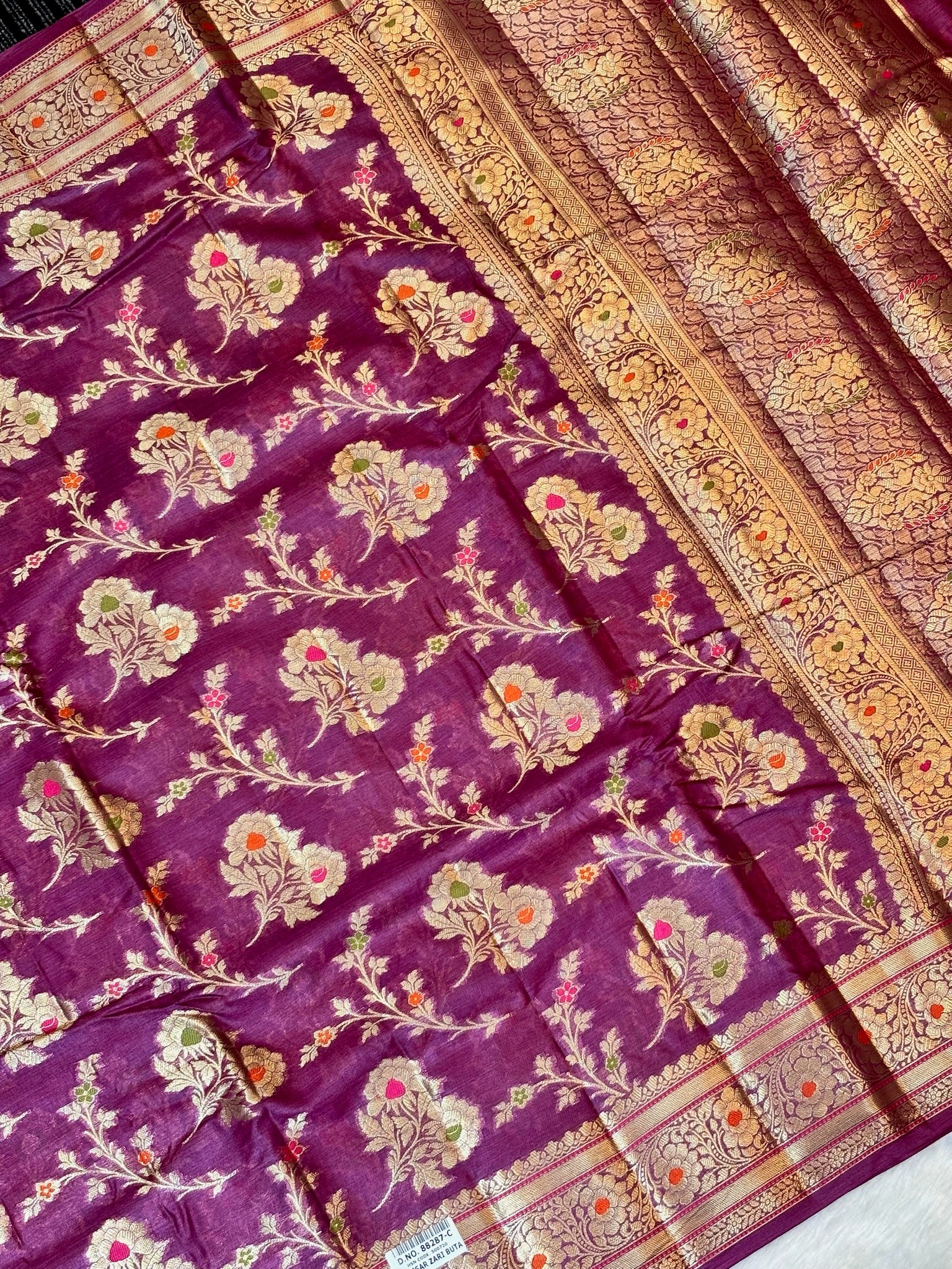 Rich Wine Purple Pure Chiniya Silk Saree with Zari Weave Border | Elegant Festive & Wedding Wear