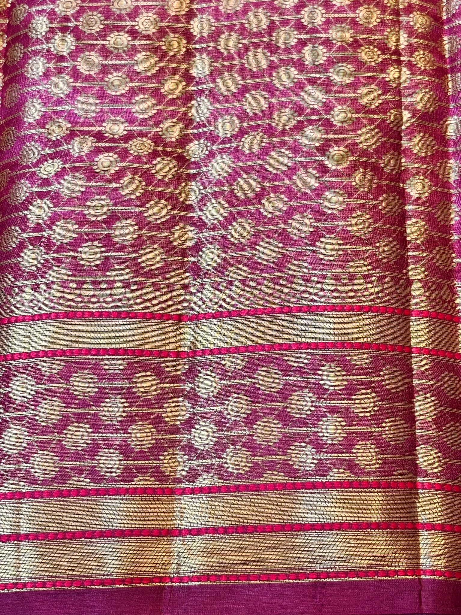 Rich Wine Purple Pure Chiniya Silk Saree with Zari Weave Border | Elegant Festive & Wedding Wear