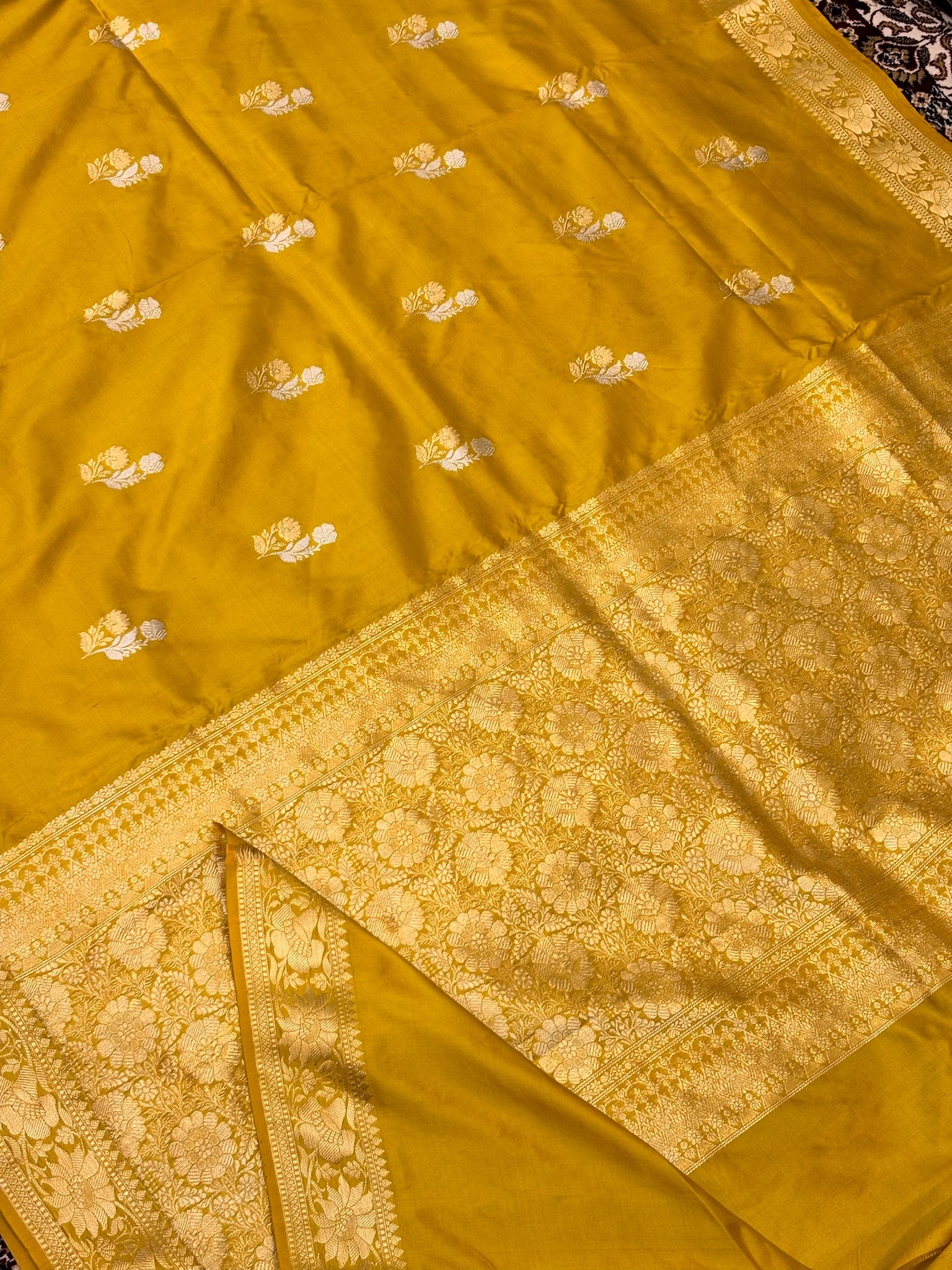 Premium Zari Buti Yellow Saree with Intricate Gold Border | Elegant Ethnic Wear for Festive & Wedding