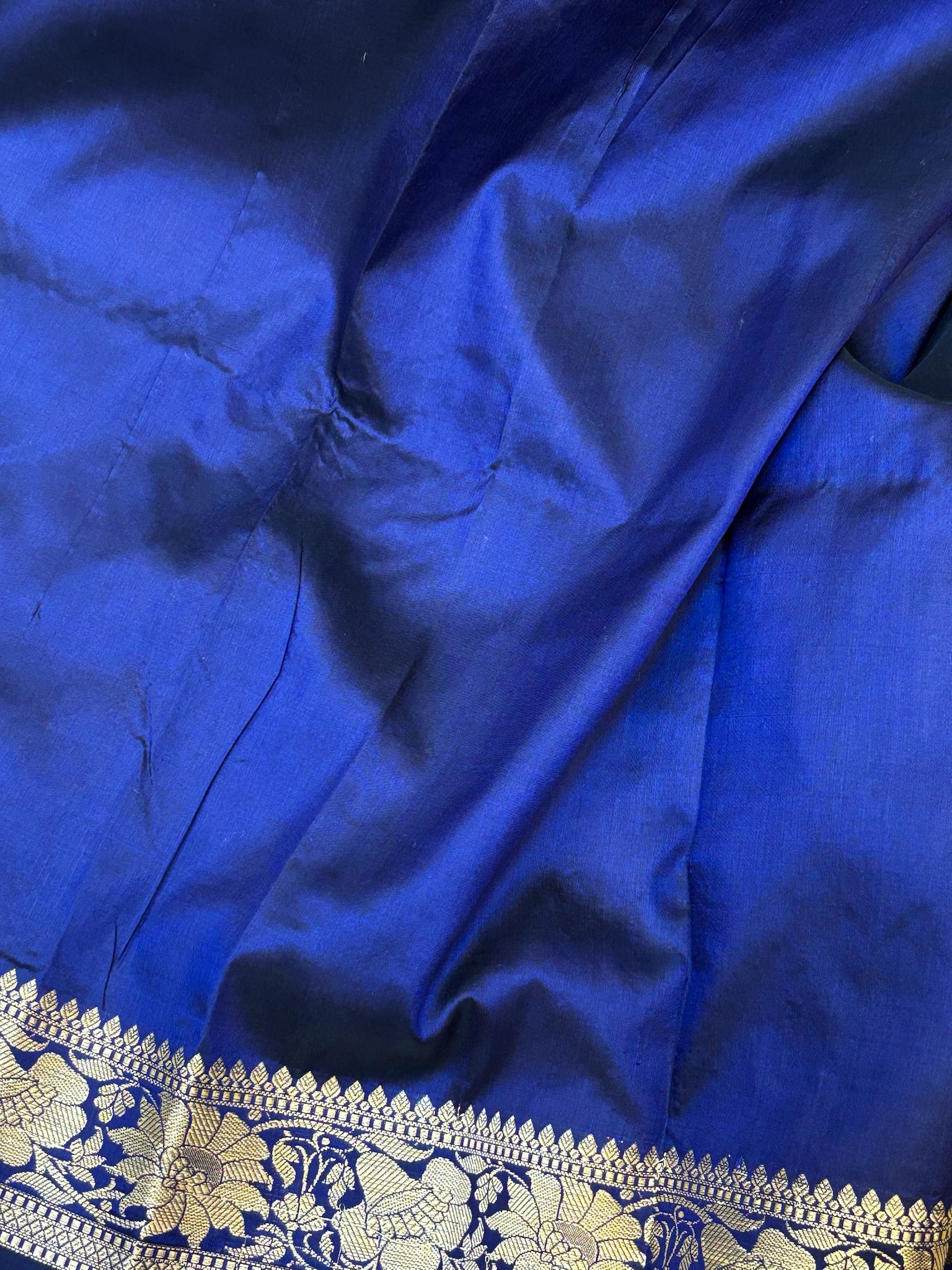Premium Zari Buti Navy Blue Saree with Intricate Gold Border | Elegant Ethnic Wear for Festive & Wedding