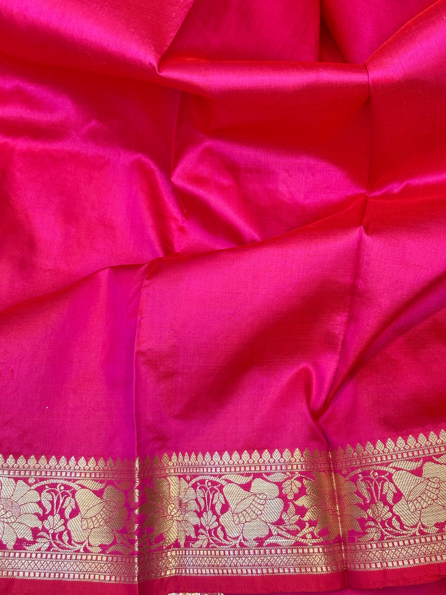 Premium Zari Buti Rani Pink Saree with Intricate Gold Border | Elegant Ethnic Wear for Festive & Wedding