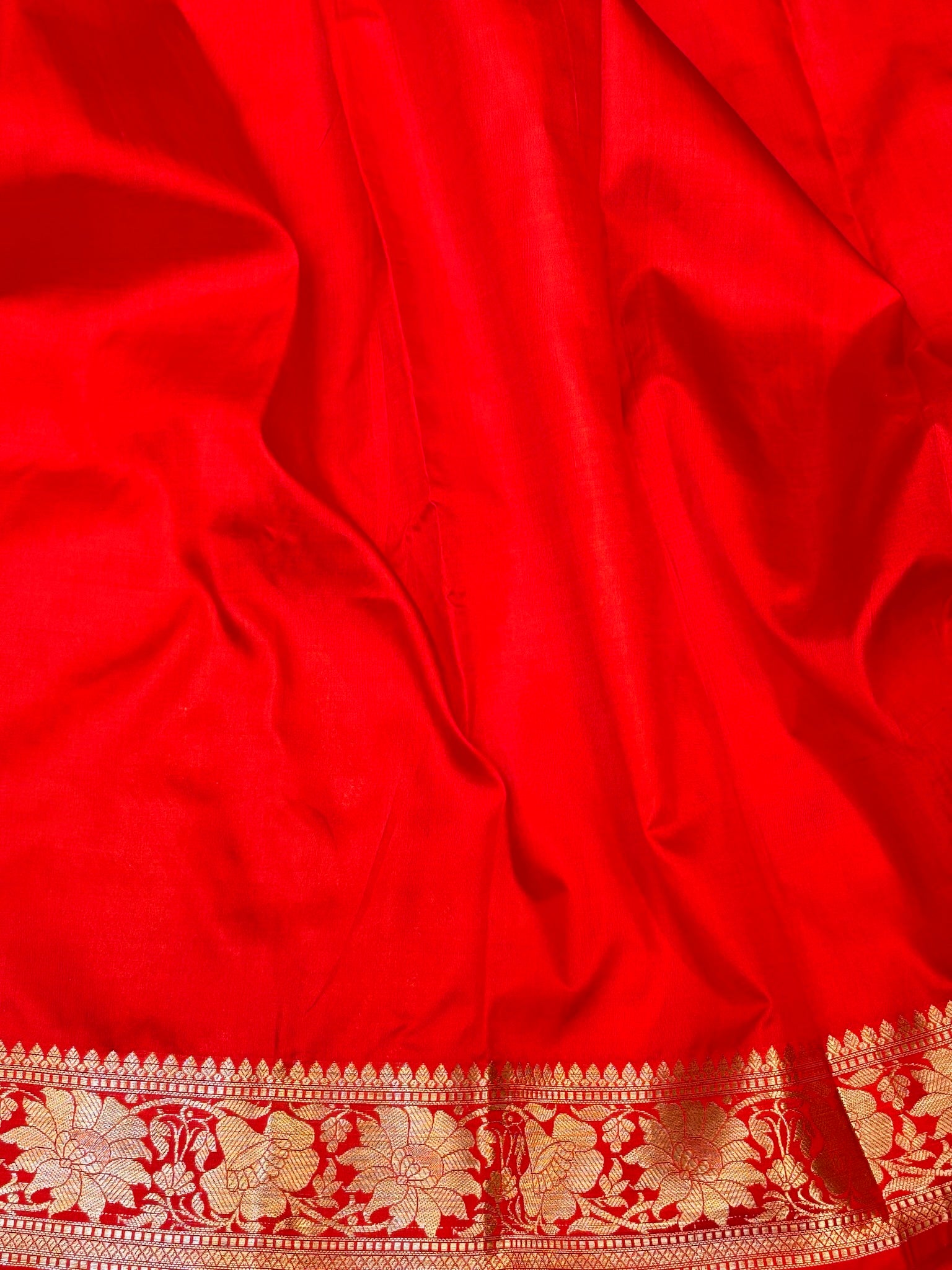 Premium Red Zari Buti Saree with Intricate Gold Border | Elegant Ethnic Wear for Festive & Wedding