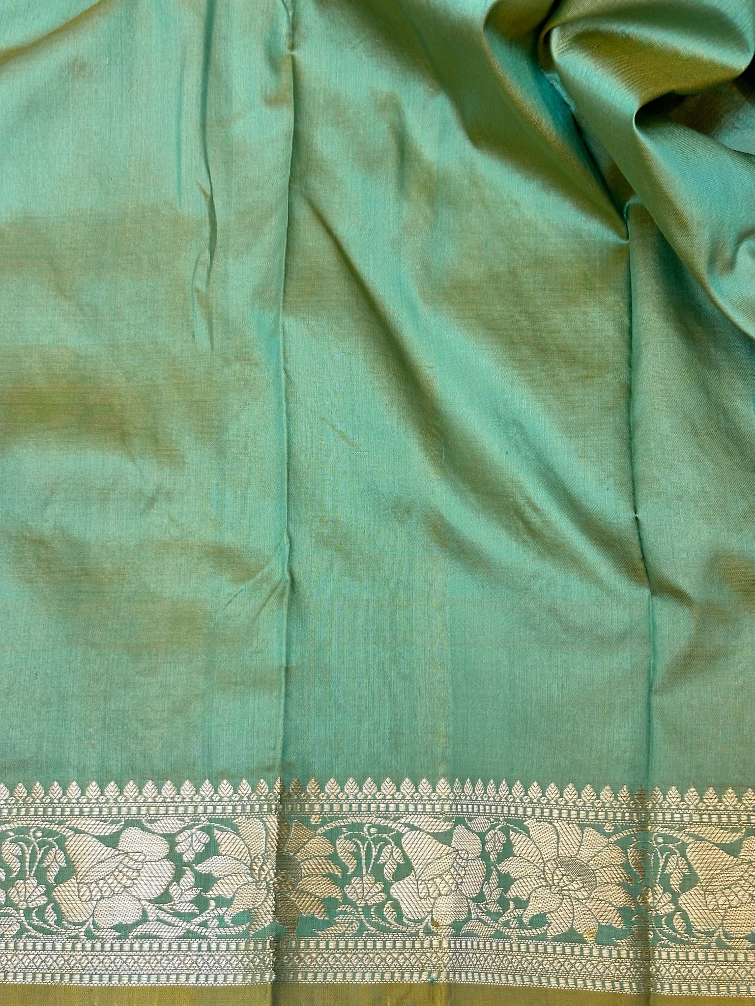 Premium Zari Buti Moss GreenSaree with Intricate Gold Border | Elegant Ethnic Wear for Festive & Wedding