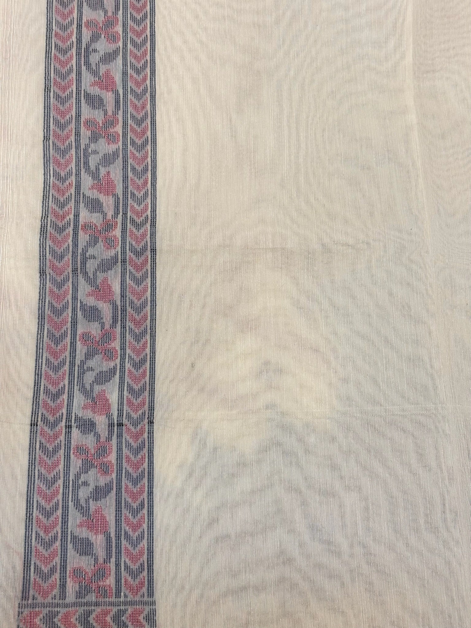 Pure Cotton Silk Saree in Ivory with Floral Buti & Elegant Border