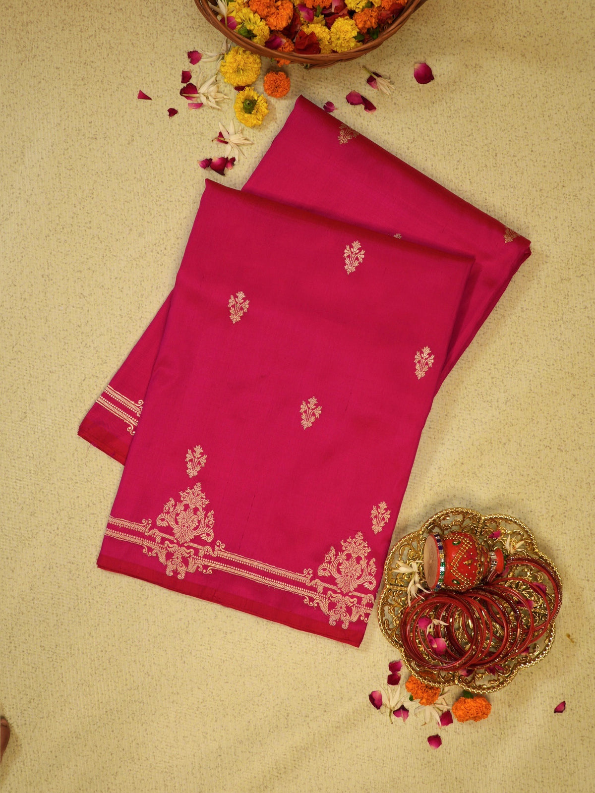 Apple Pink 100% Pure Katan Handwoven Silk Saree with Zari Work