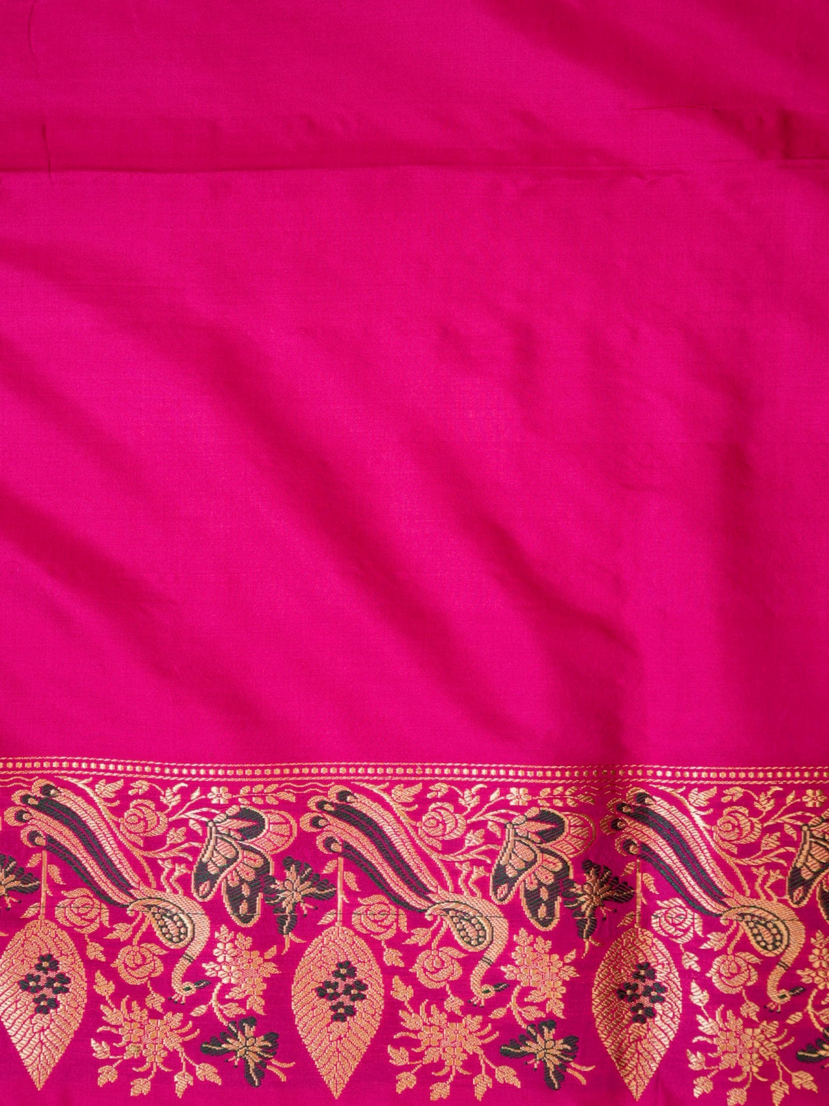 Rani Pink 100% Pure Katan Handwoven Silk Saree with Zari Work