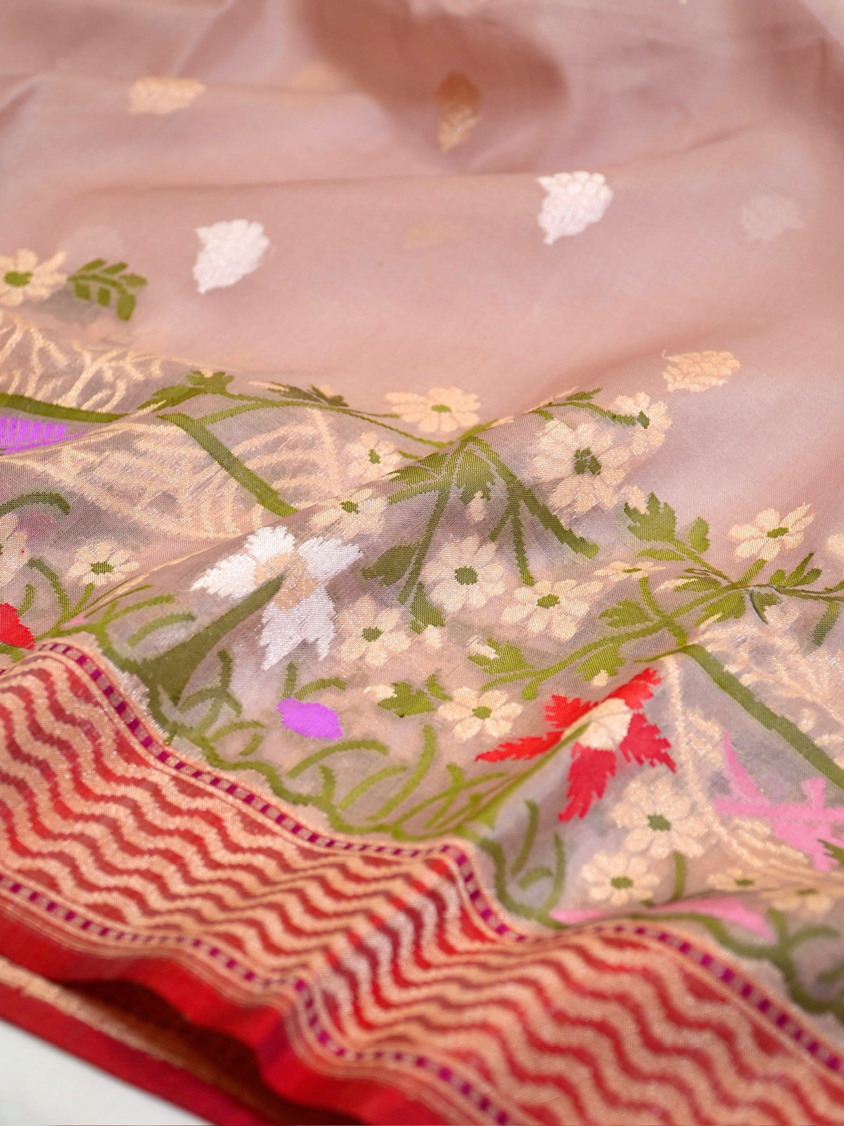 Dusty Rose Pink 100% Pure Katan Handwoven Silk Saree with Zari Work