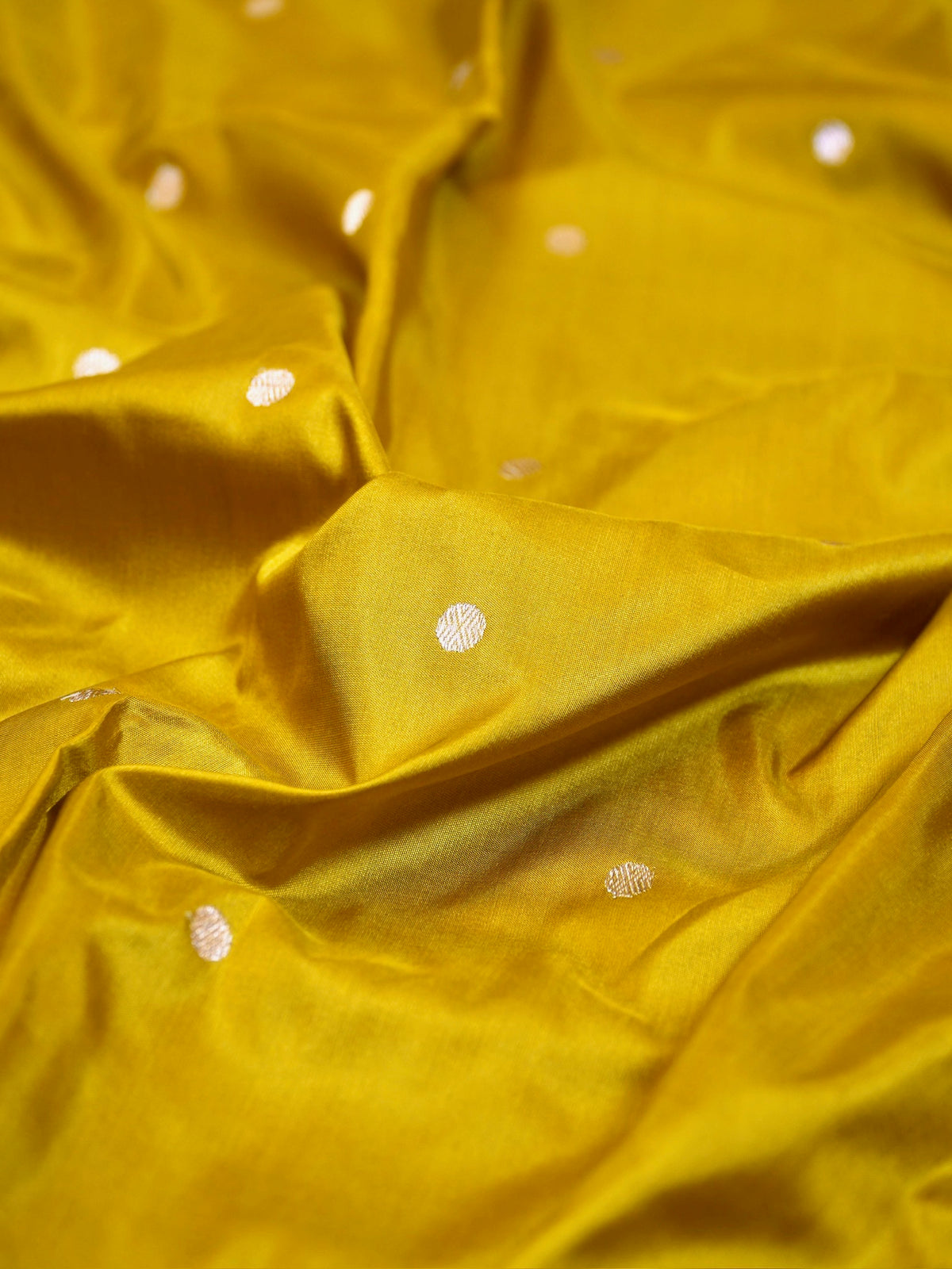 Golden Mustard Yellow 100% Pure Katan Handwoven Silk Saree with Zari Work