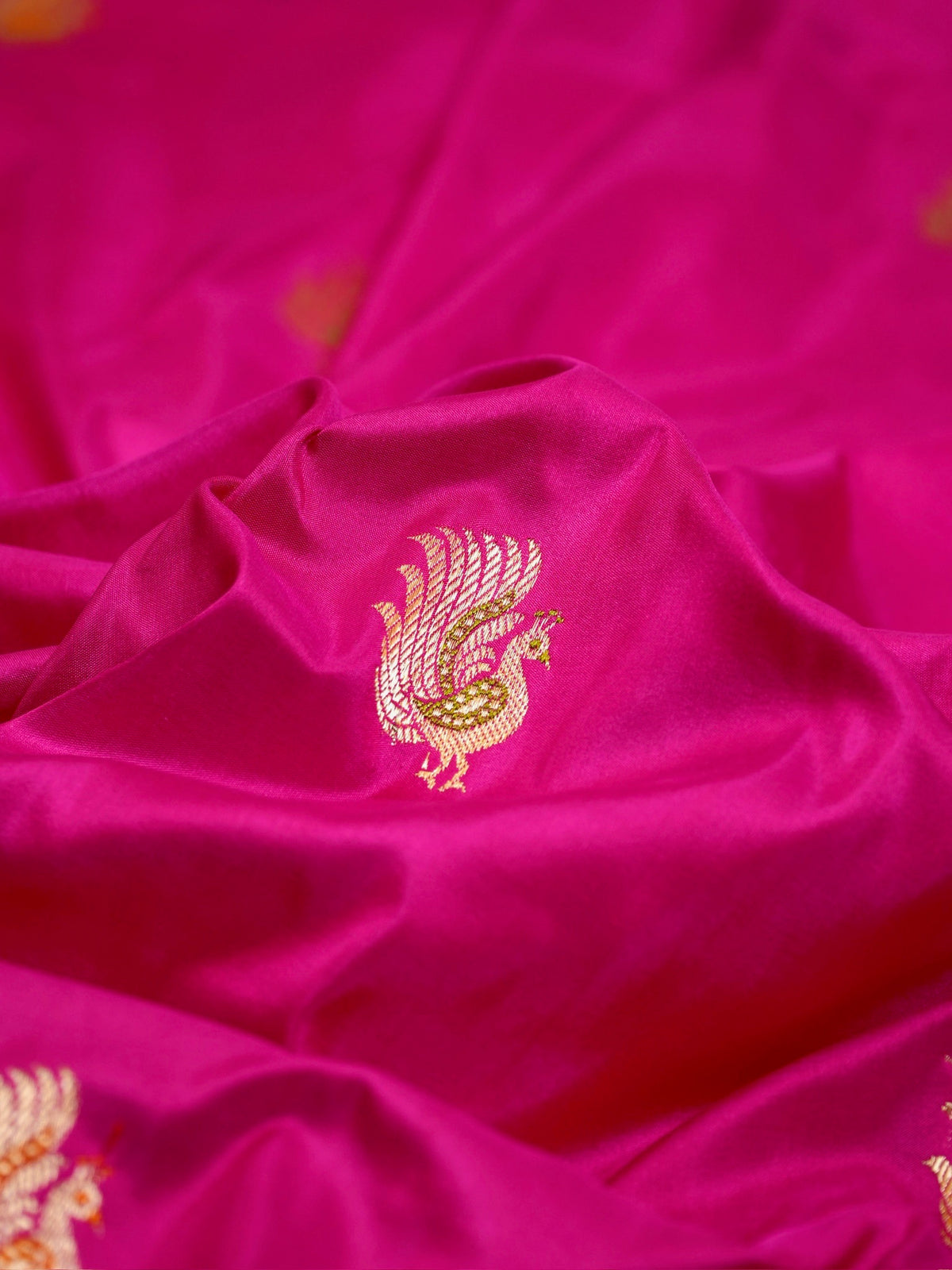 Rani Pink 100% Pure Katan Handwoven Silk Saree with Zari Work