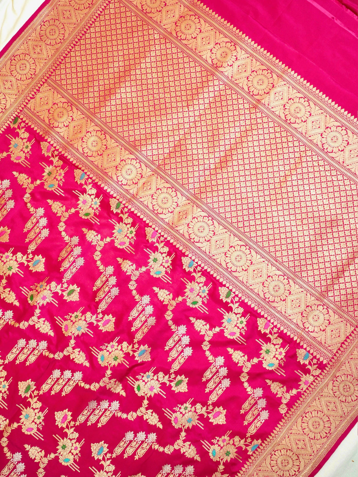 Rani Pink 100% Pure Katan Handwoven Silk Saree with Zari Work