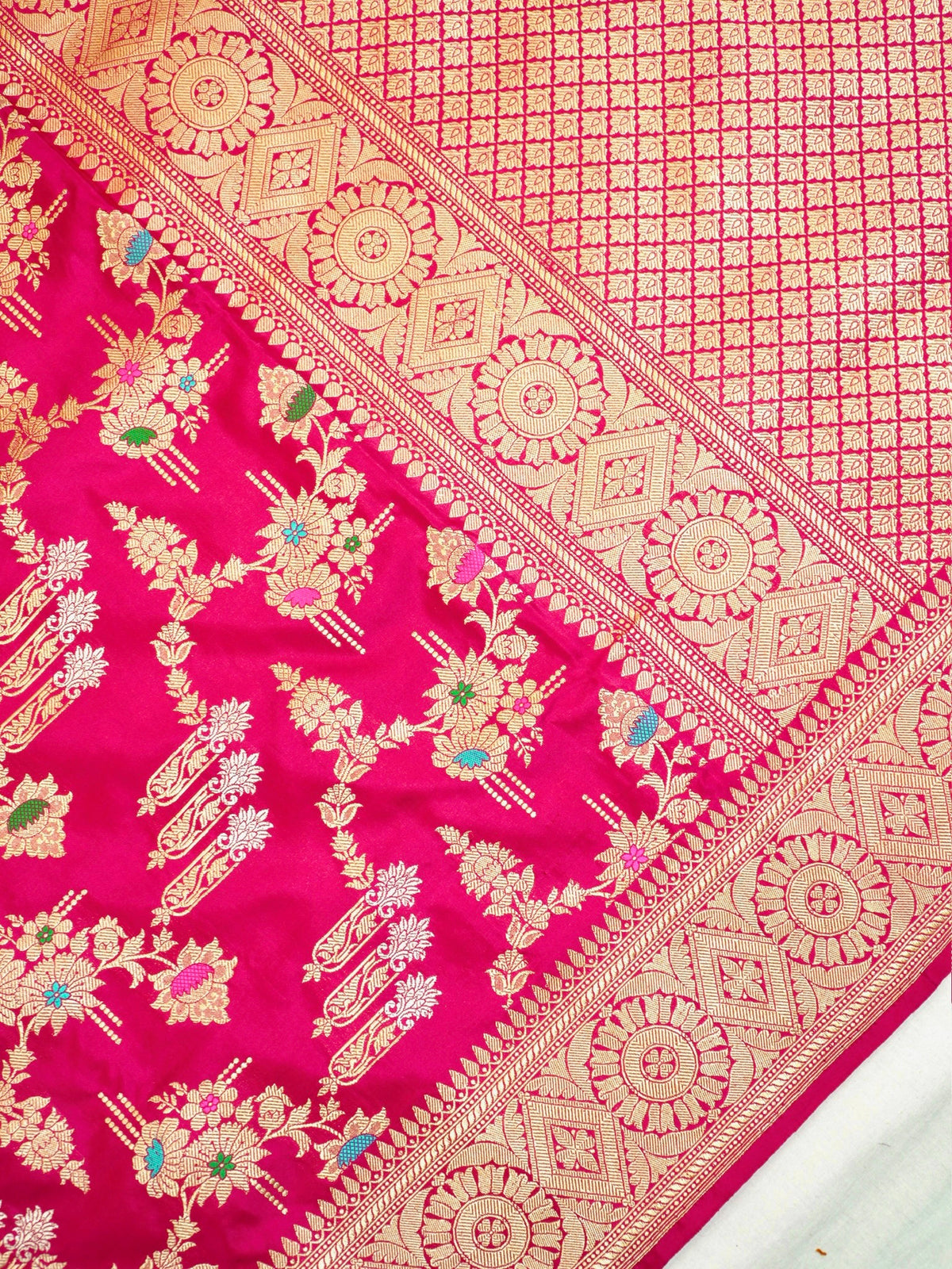 Rani Pink 100% Pure Katan Handwoven Silk Saree with Zari Work