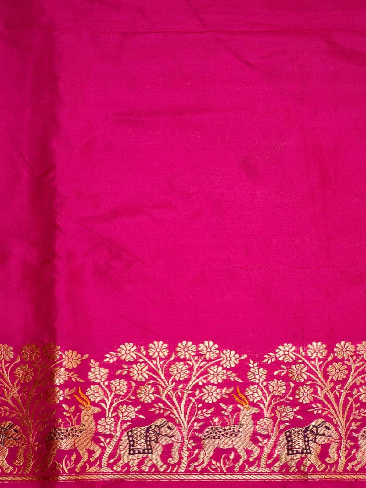 Rani Pink 100% Pure Katan Handwoven Silk Saree with Zari Work
