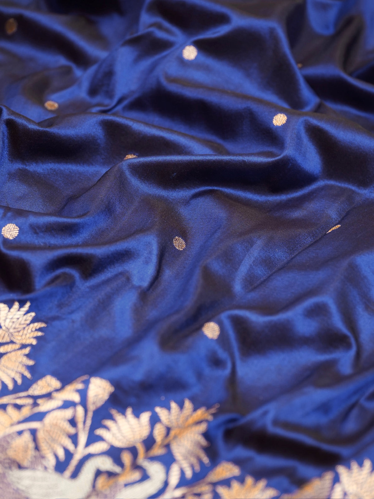 Royal Blue 100% Pure Katan Handwoven Silk Saree with Zari Work
