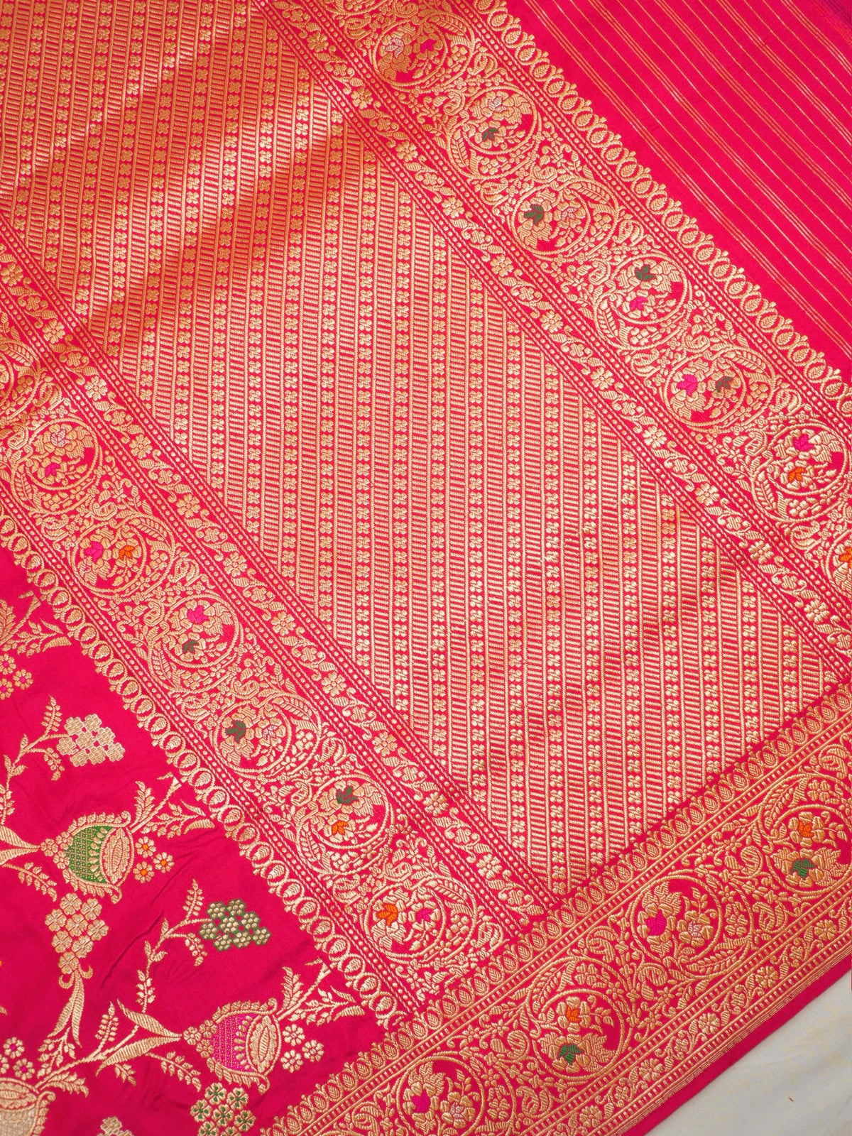 Rani Pink 100% Pure Katan Handwoven Silk Saree with Zari Work