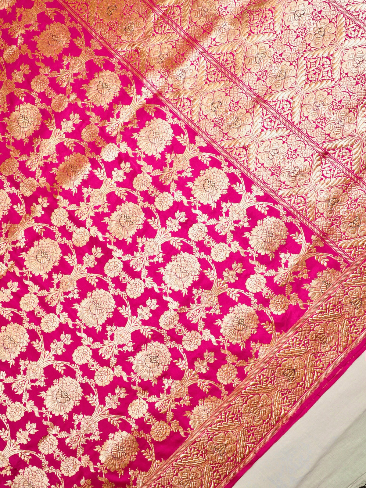 Rani Pink 100% Pure Katan Handwoven Silk Saree with Zari Work