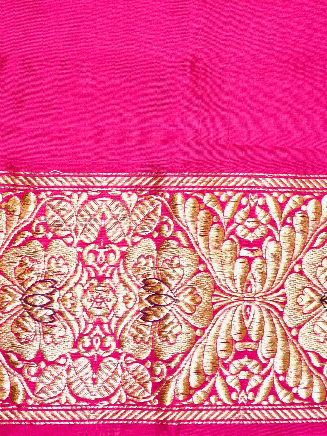 Rani Pink 100% Pure Katan Handwoven Silk Saree with Zari Work